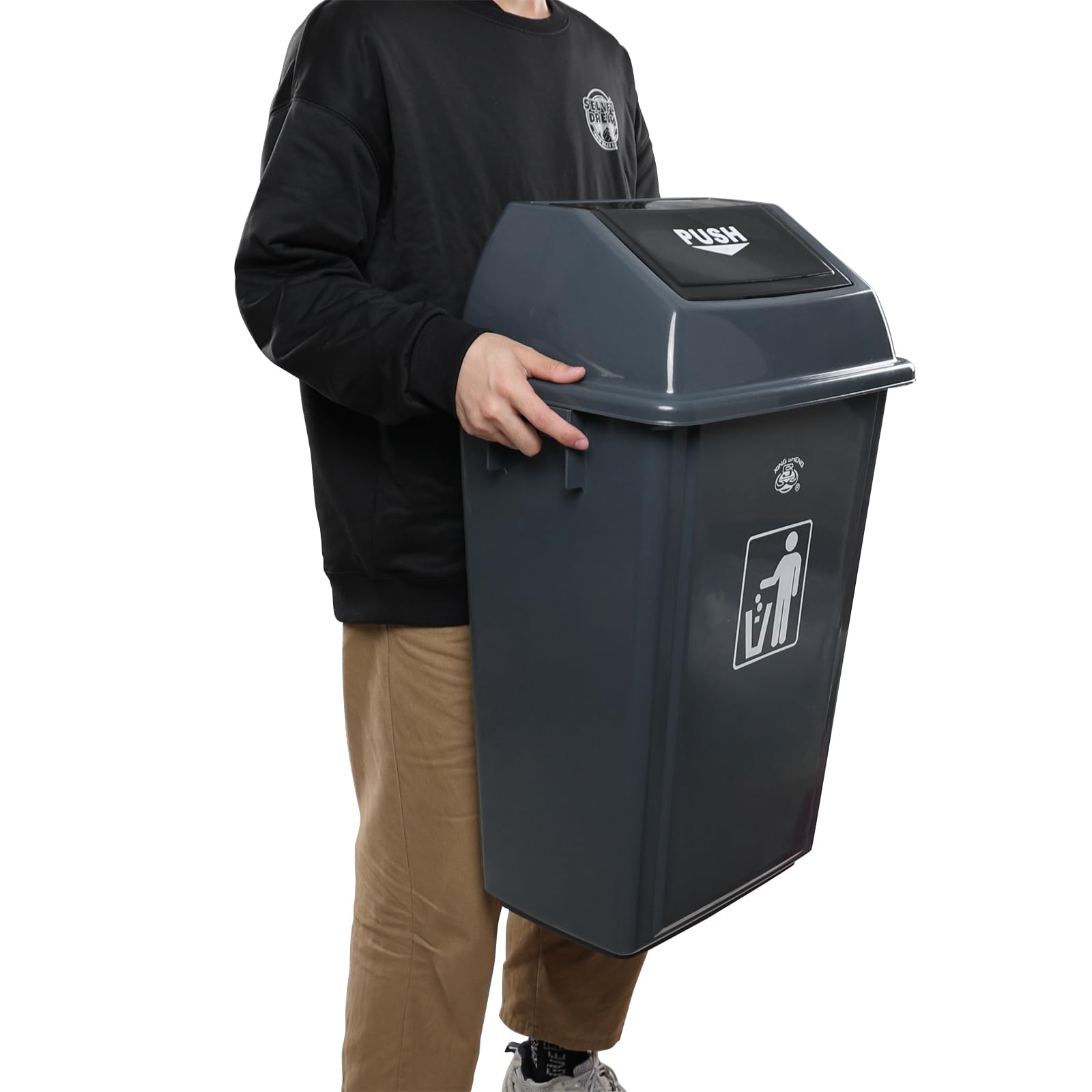4-Pack 18 Gallon Large Commercial Trash Cans with Lids - Heavy-Duty Plastic Kitchen Waste Bins & Outdoor Garbage Cans (30