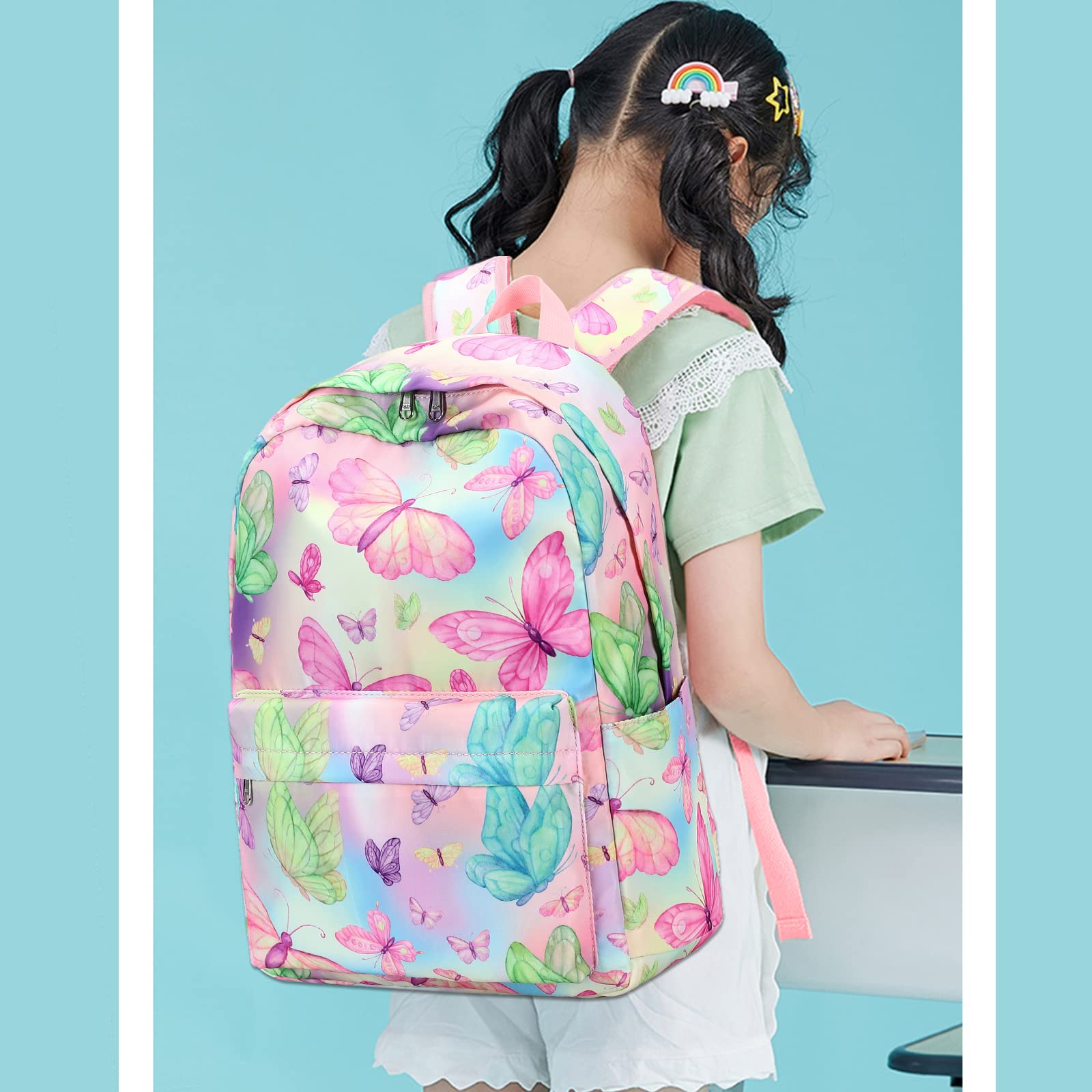 CAMTOP Girls Backpack with Lunch Box Set - Durable School Bookbag for Kids, Lightweight & Waterproof Backpack for School, Travel, and Outdoor Activities