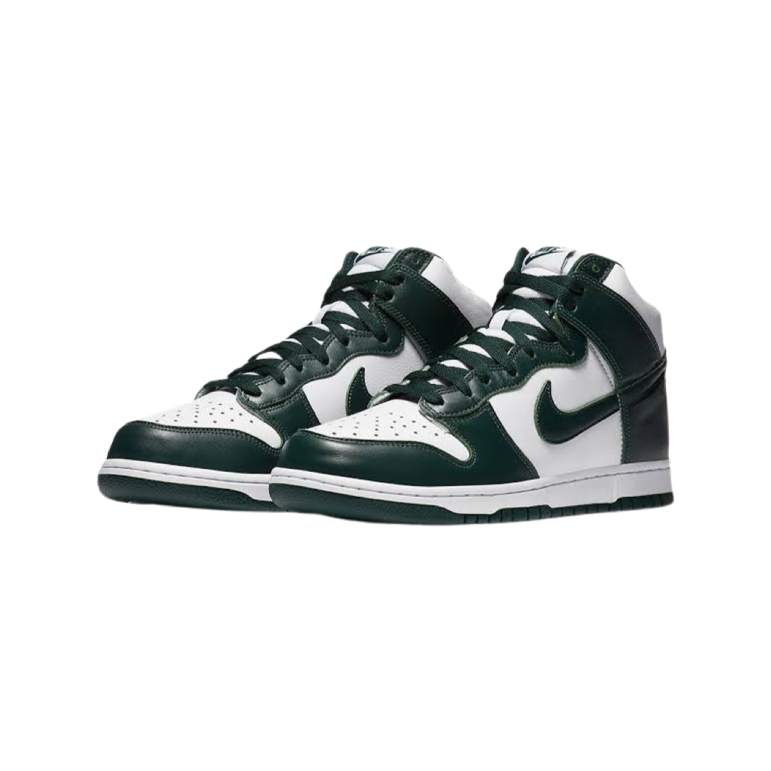 Nike Dunk High Spartan Green White Sneakers - Men's Basketball Shoes for Streetwear & Casual Style | Perfect for Urban Fashion & Everyday Wear