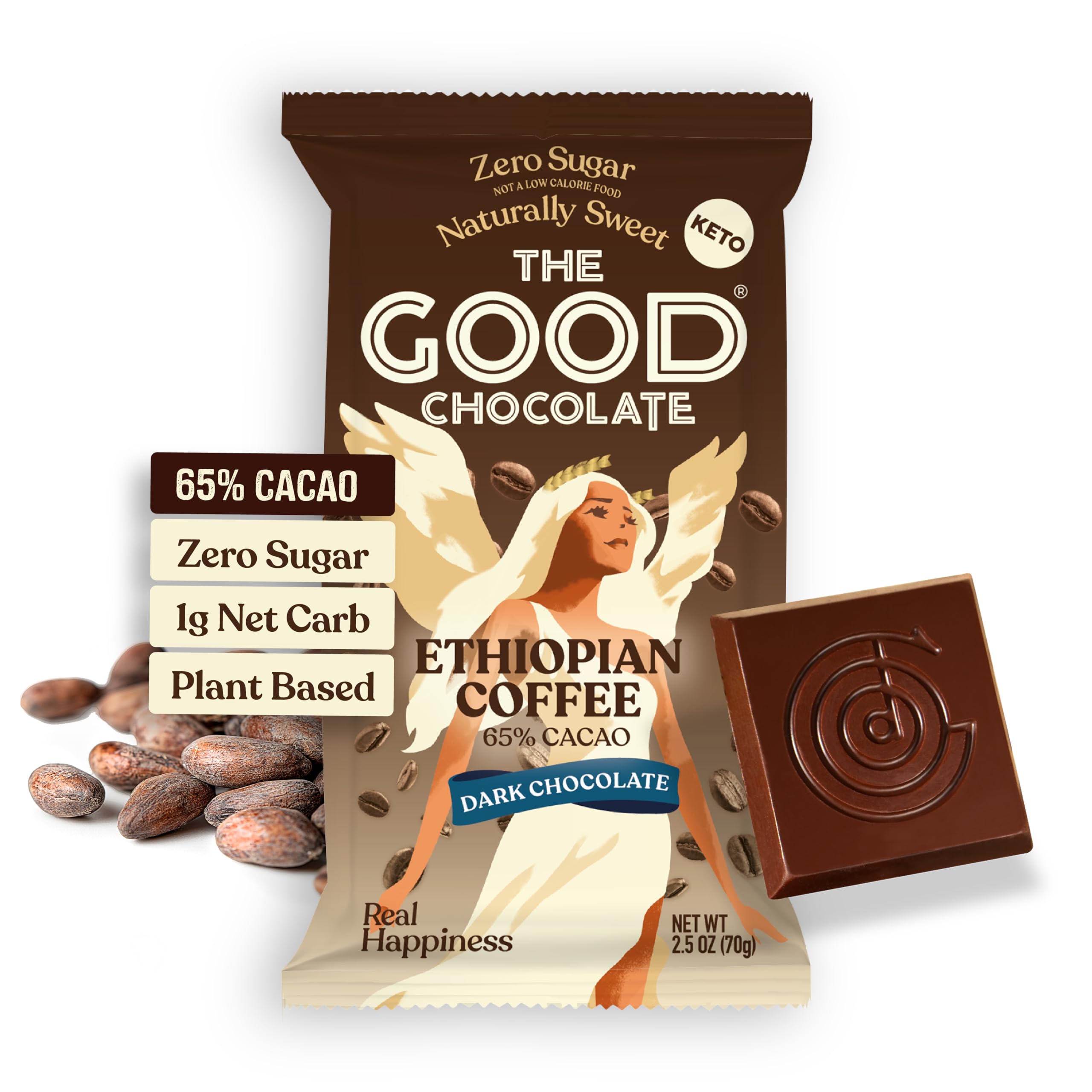 Keto Dark Chocolate Coffee Bars - Zero Sugar, Low Carb, Non-GMO - Healthy Keto Snack for Weight Loss & Energy Boost - Perfect for Office, Gym & Travel (1 Bar)