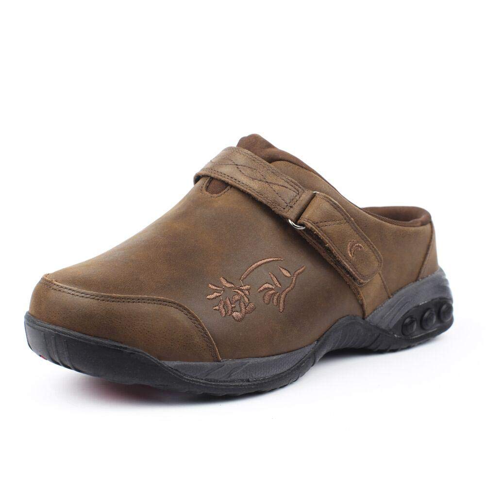 Therafit Austin Women's Leather Clog Slip-On Shoes for Plantar Fasciitis & Foot Pain Relief - Comfortable Supportive Orthopedic Slippers for Work, Home & Everyday Wear