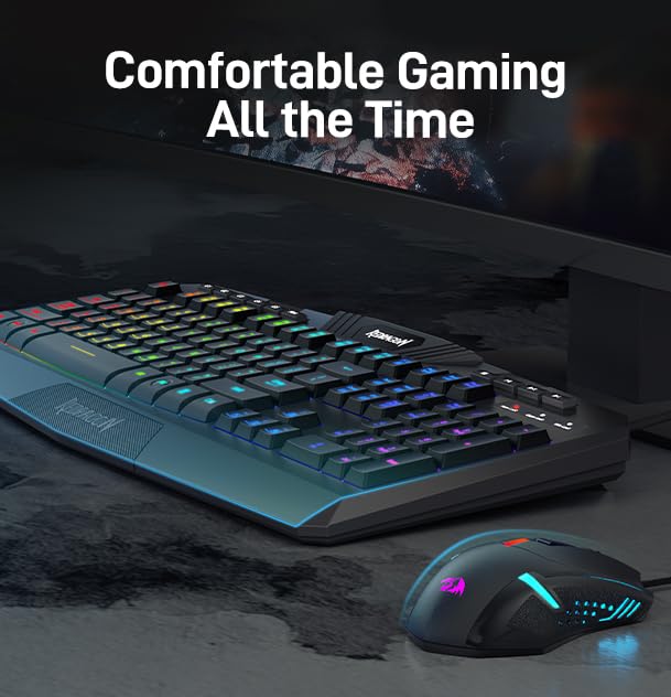Redragon S101 RGB Backlit Gaming Keyboard and Mouse Combo - Programmable Macro Keys, Software Control - Perfect for PC Gaming, Office Work, and Streaming Setup