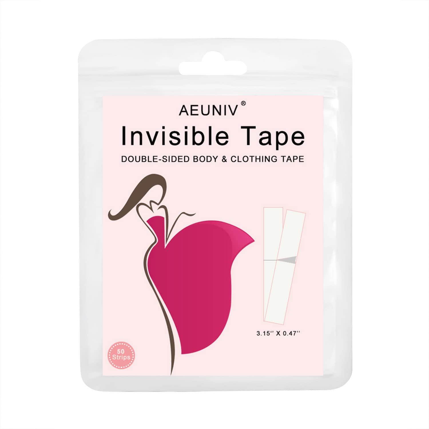 Double-Sided Fashion Tape for Women - Strong Body & Clothing Tape, Invisible Fabric Adhesive for All Skin Types (50 Pack) | Perfect for Dresses, Strapless Tops & Wardrobe Fixes