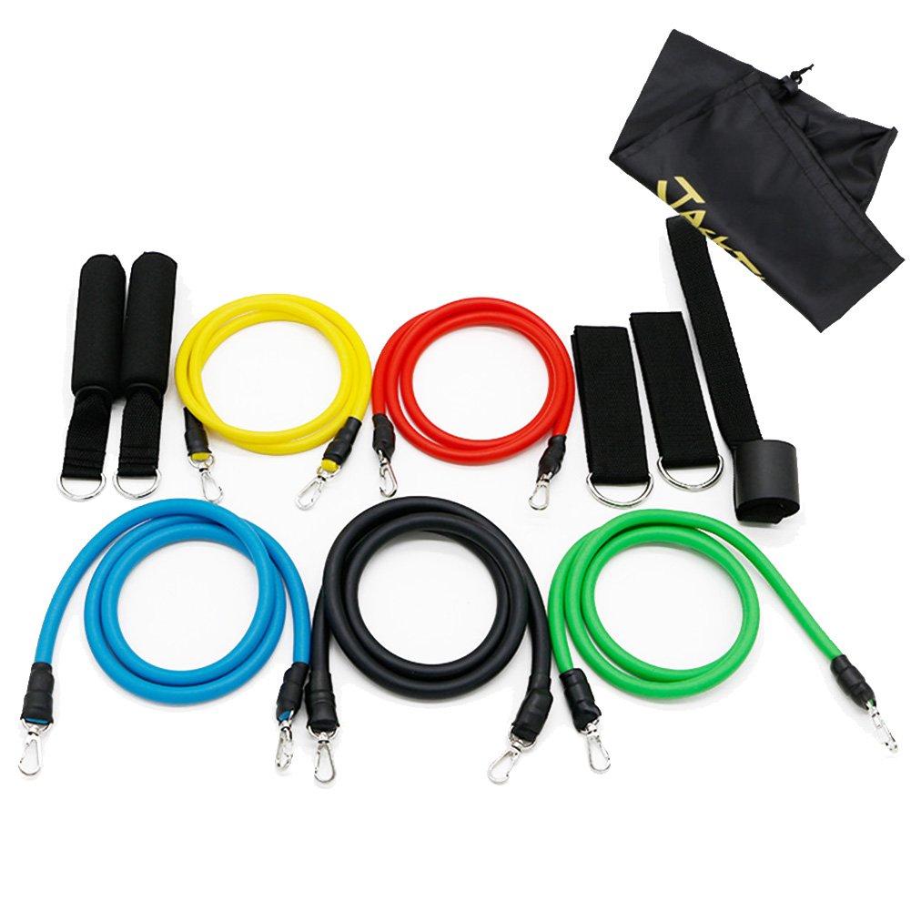 ELEOPTION 5-Piece Resistance Band Set with Door Anchor, Handles & Ankle Straps - Strength Training Bands for Arms, Shoulders, Yoga, Physical Therapy - Portable Workout Equipment for Home Gym, Travel & Fitness
