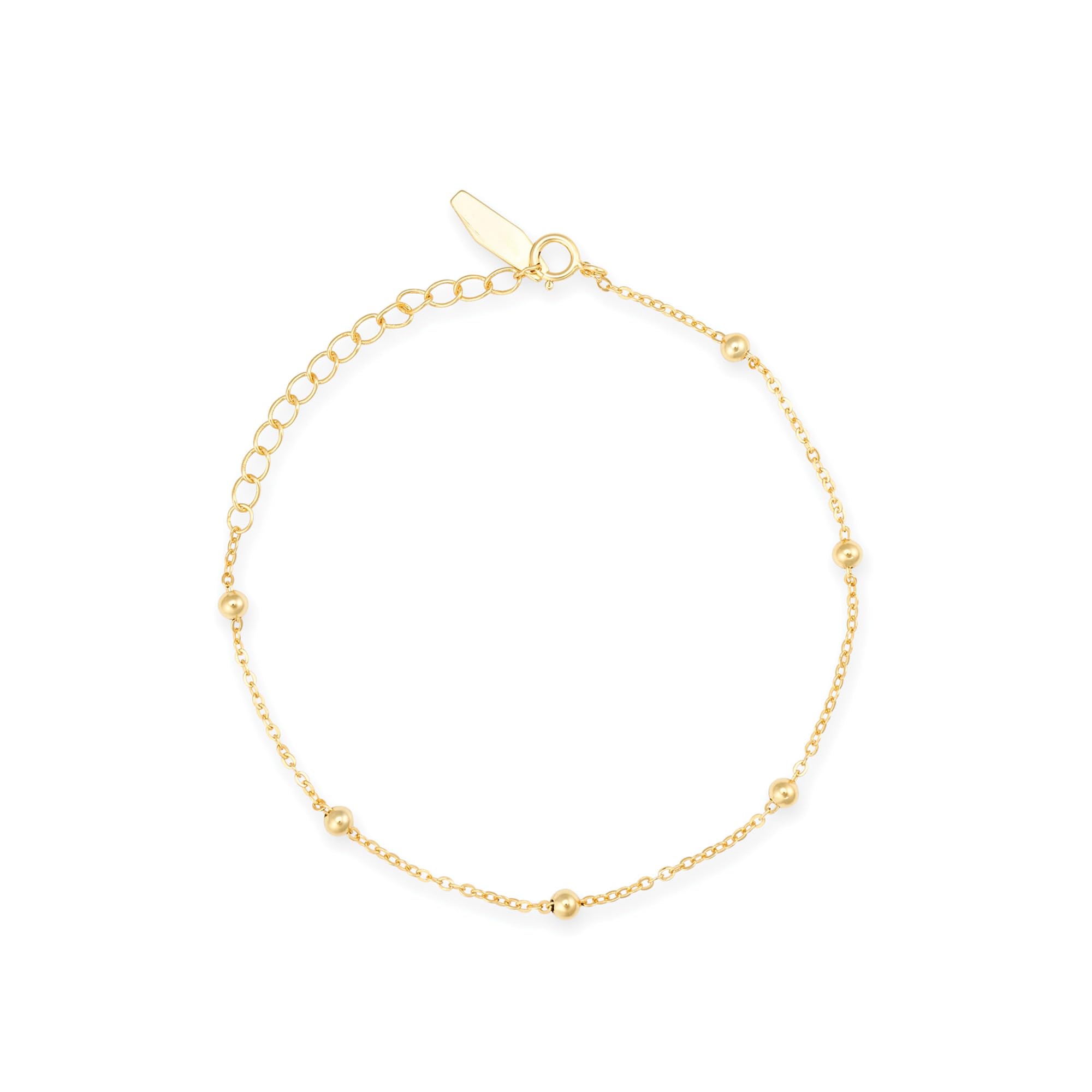 14K Gold Beaded Chain Bracelet Set - Thin Delicate Minimalist Vintage Cable Link Bracelets for Women, Perfect for Everyday Wear, Gifts & Special Occasions