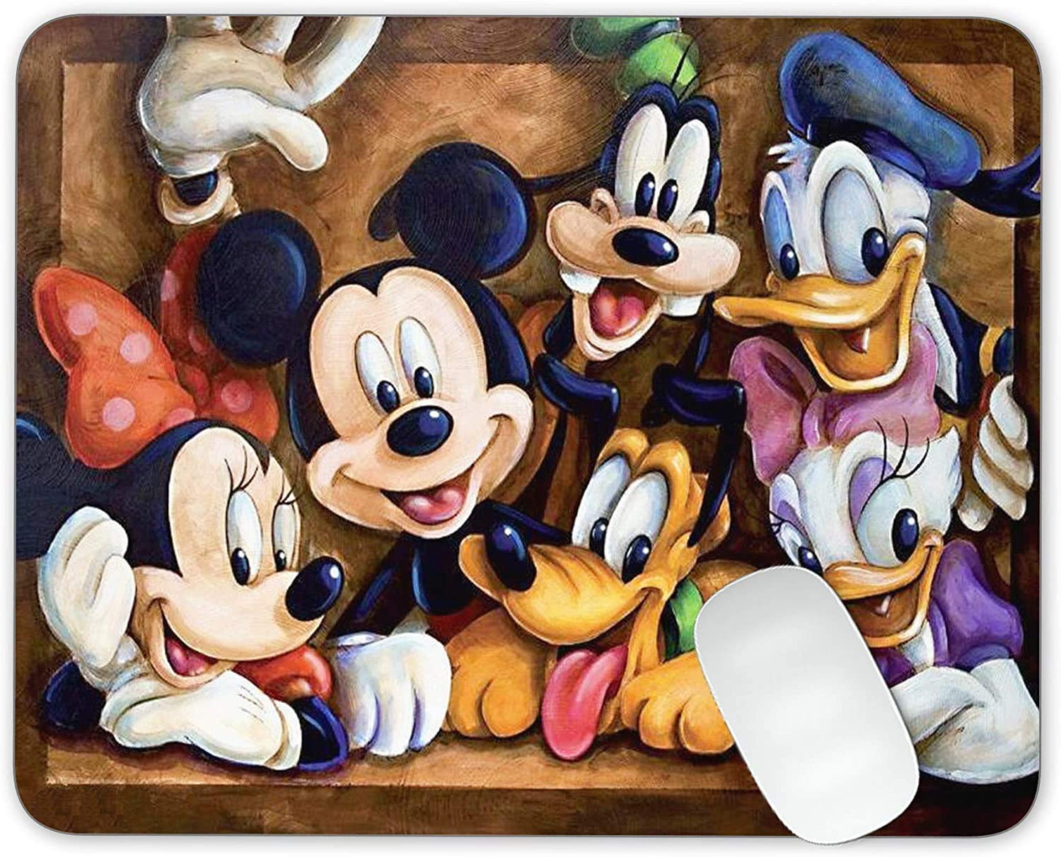 Disney Mickey & Minnie Mouse Donald Duck Goofy Gaming Mouse Pad - Non-Slip Office Desk Mat with Cute Cartoon Design, Perfect Gift for Gamers & Disney Fans (12x10in) | Ideal for PC, Laptop, Work & Home Office Use
