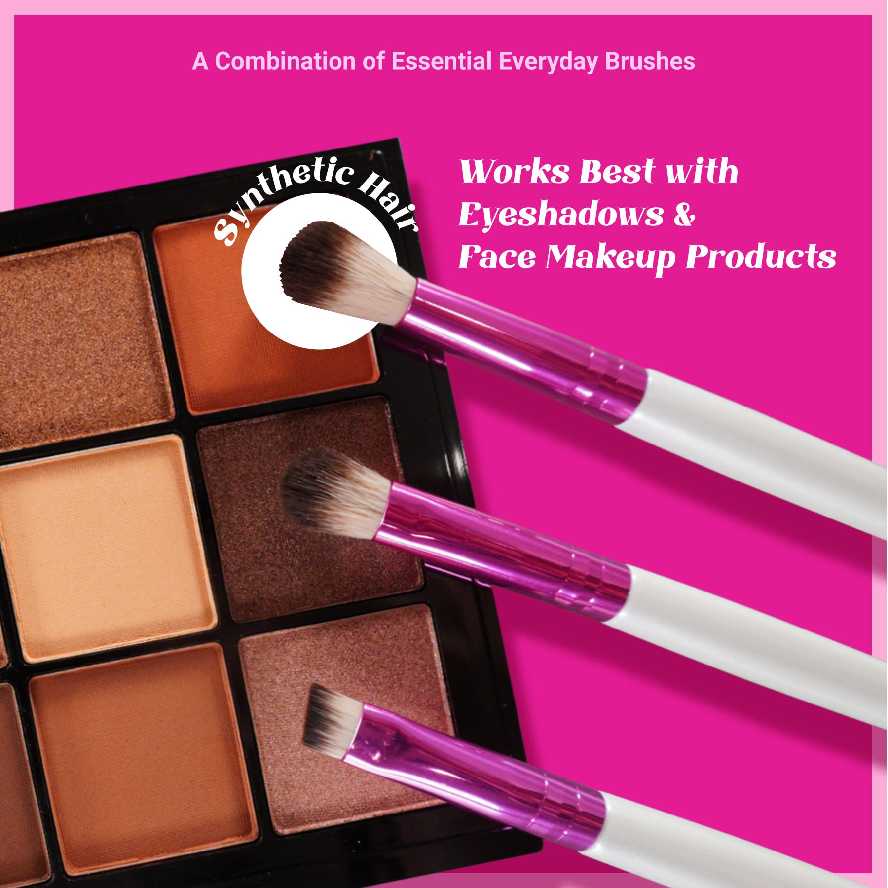 Ruby Kisses Travel Size Makeup Brush Set - 5 PCS Face Brushes for Powder, Foundation, Blending, Eyeshadow & Eyebrow | Compact & Travel Friendly | Perfect for On-the-Go Makeup Application & Professional Touch-Ups