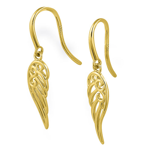 14K Yellow Gold Wing Earrings for Women - Elegant & Dainty Jewelry Gift for Her - Perfect for Weddings, Parties & Everyday Wear