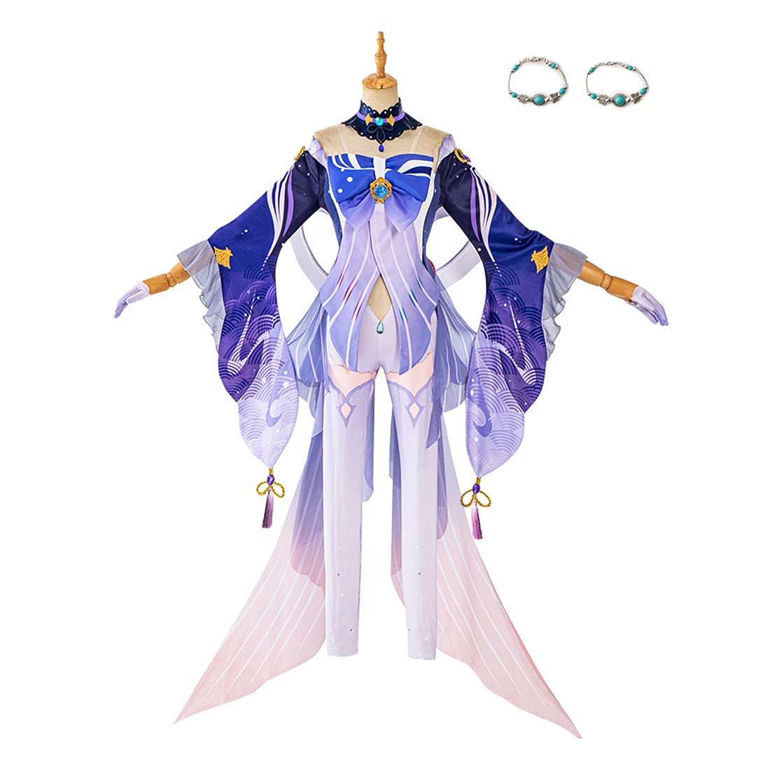 Genshin Impact Sangonomiya Kokomi Cosplay Costume Set with Head Accessories - Anime Cosplay Outfit for Conventions, Halloween & Cosplay Events