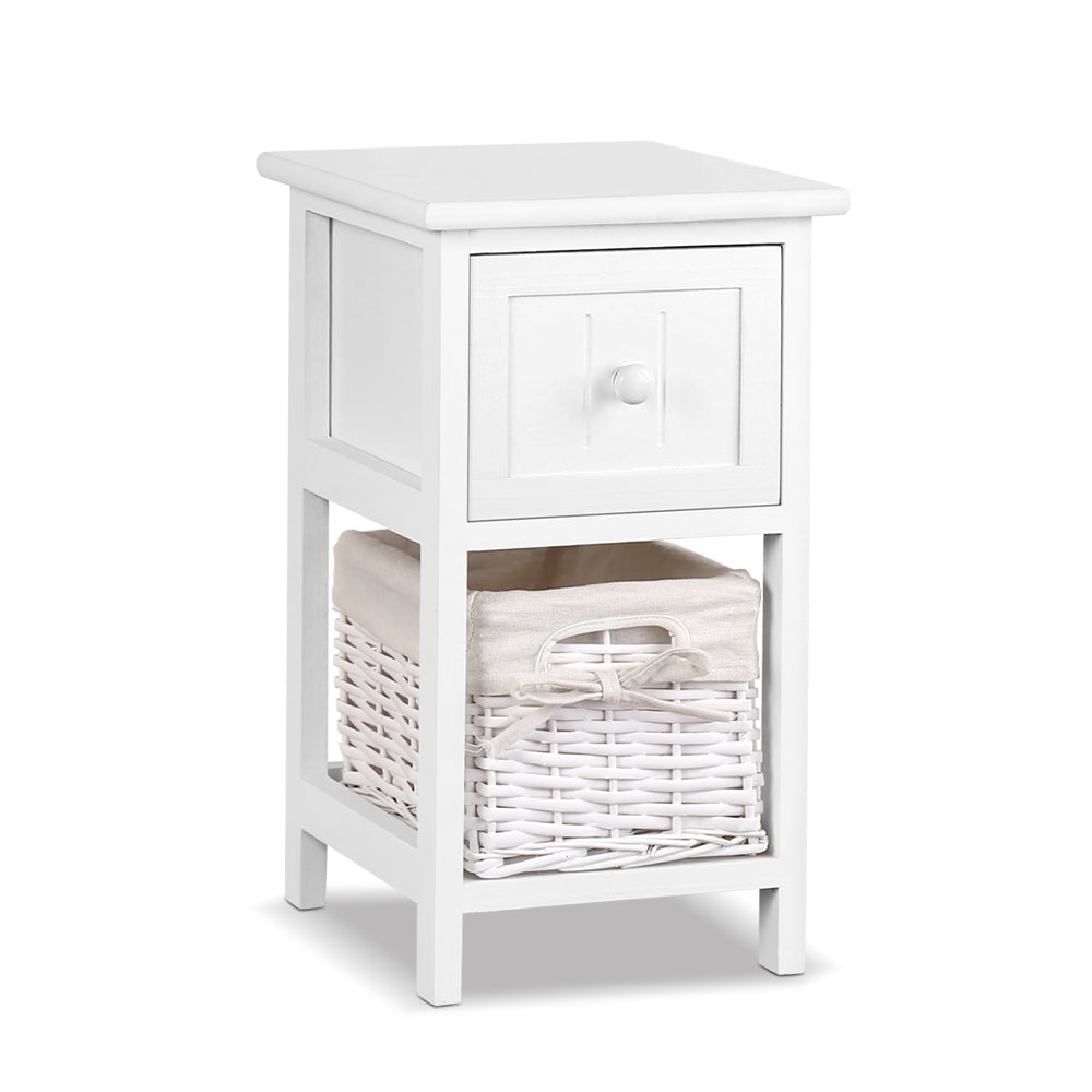 2-Pack White Rustic Nightstands - Solid Wood Bedside Tables for Bedroom, Living Room, or Office - Perfect for Storage & Decor