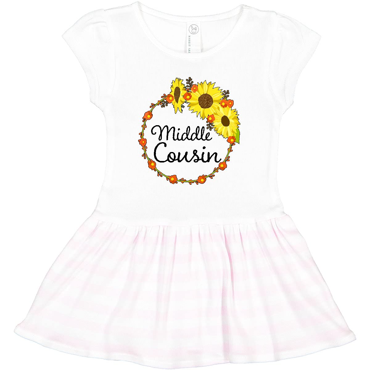 Inktastic Middle Cousin Sunflower Wreath Toddler Dress - Cute Floral Summer Outfit for Baby Girls, Perfect for Family Photos, Birthday Parties & Outdoor Events