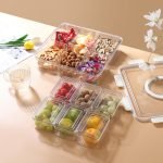 13-Piece Clear Plastic Rectangular Fruit Platter Snack Containers with Lids & Handles - Perfect for Parties, Picnics, and Meal Prep | SKU: S1262