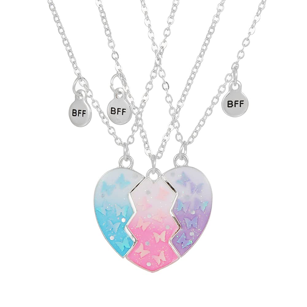Best Friend Necklaces for 3 - Magnetic Heart Pendant BFF Friendship Jewelry Set for Women, Girls, Teens - Perfect for Birthdays, Anniversaries, and Special Occasions