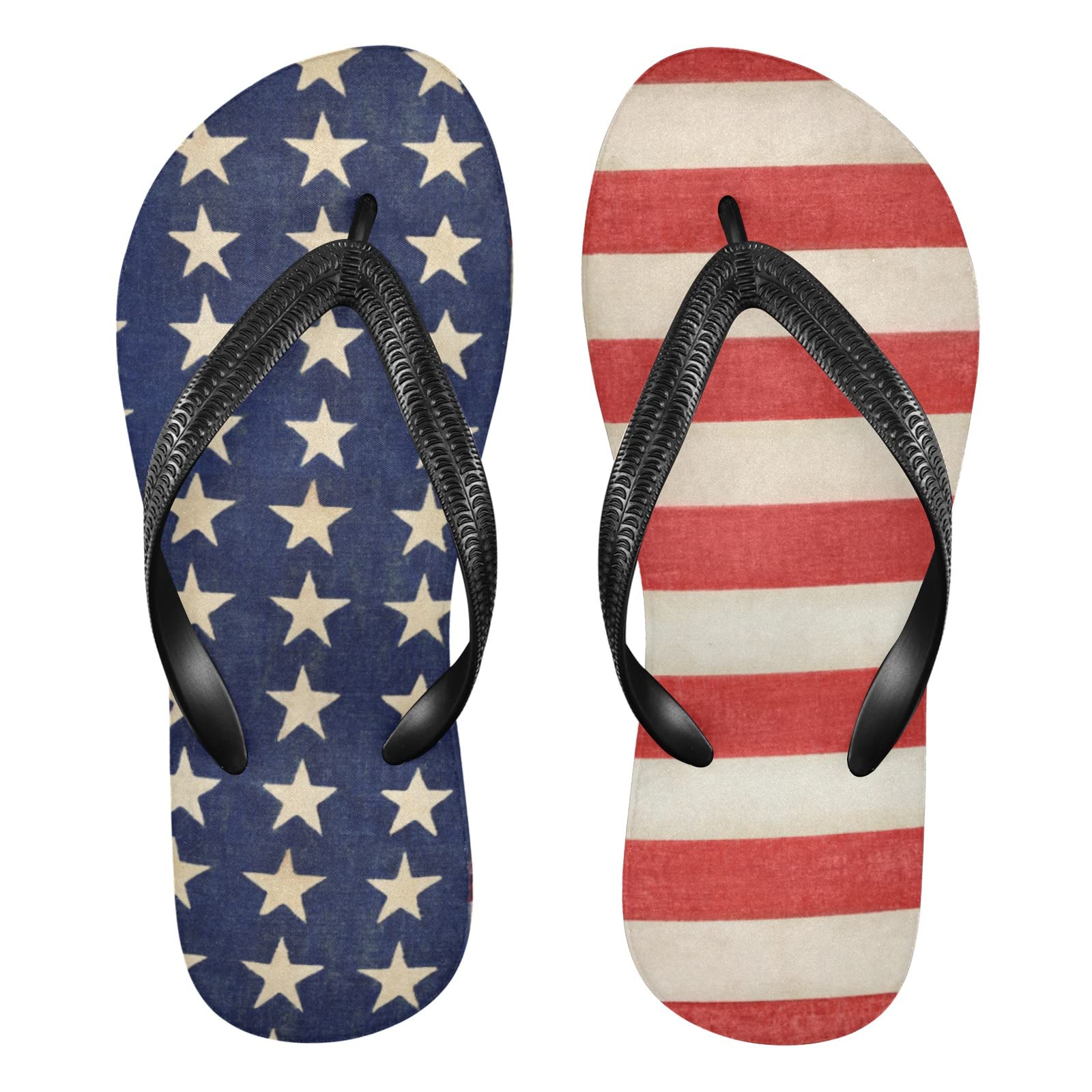 **USA Flag Flip Flops for Women & Men - Comfortable Non-Slip Rubber Beach Sandals for Travel, Shower, Hotel & Sport - Perfect for Summer, Pool, and Vacation**