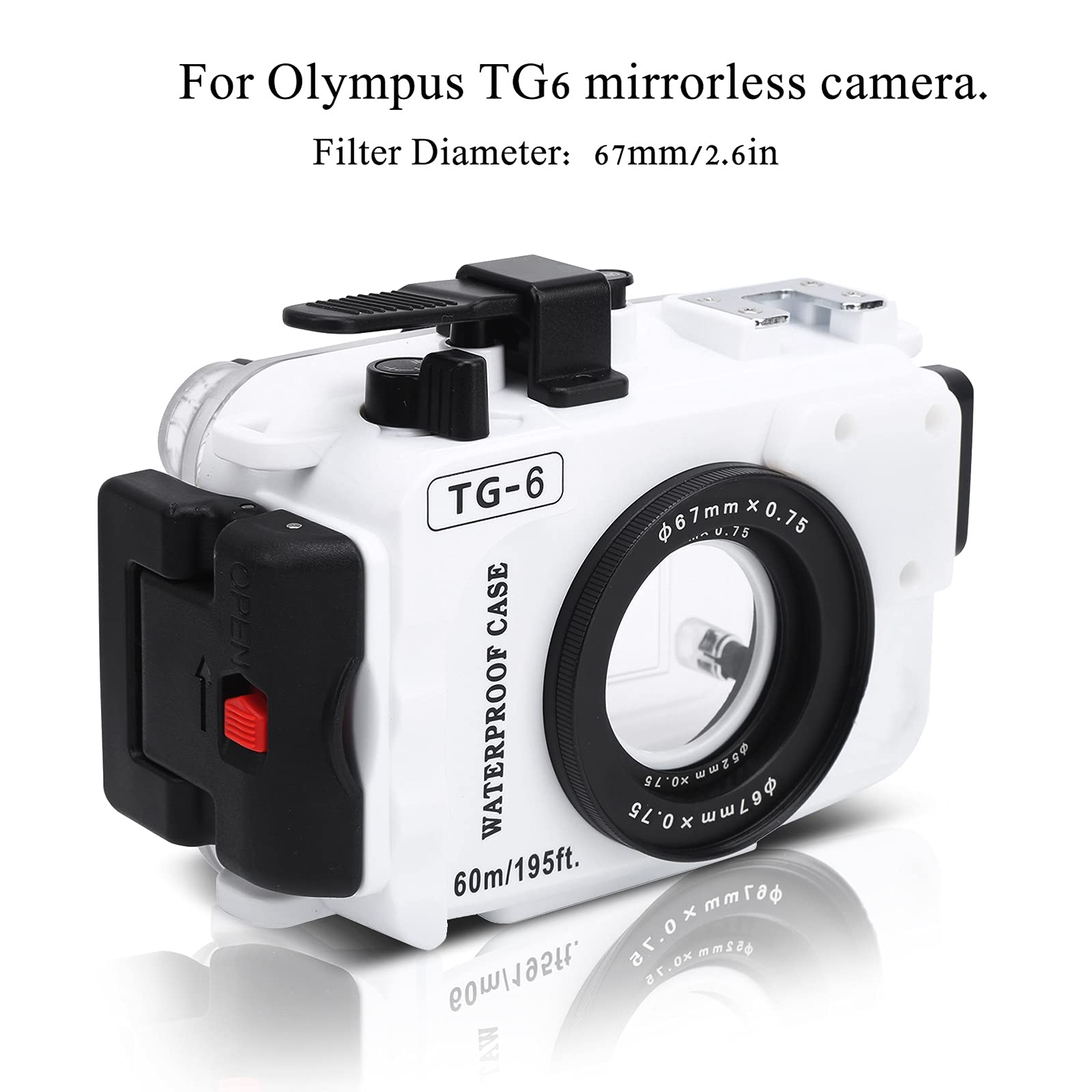 Waterproof Housing Case for Olympus TG6 - 60M/200FT Deep Underwater Camera Protective Shell, Diving Case for Snorkeling & Scuba Photography
