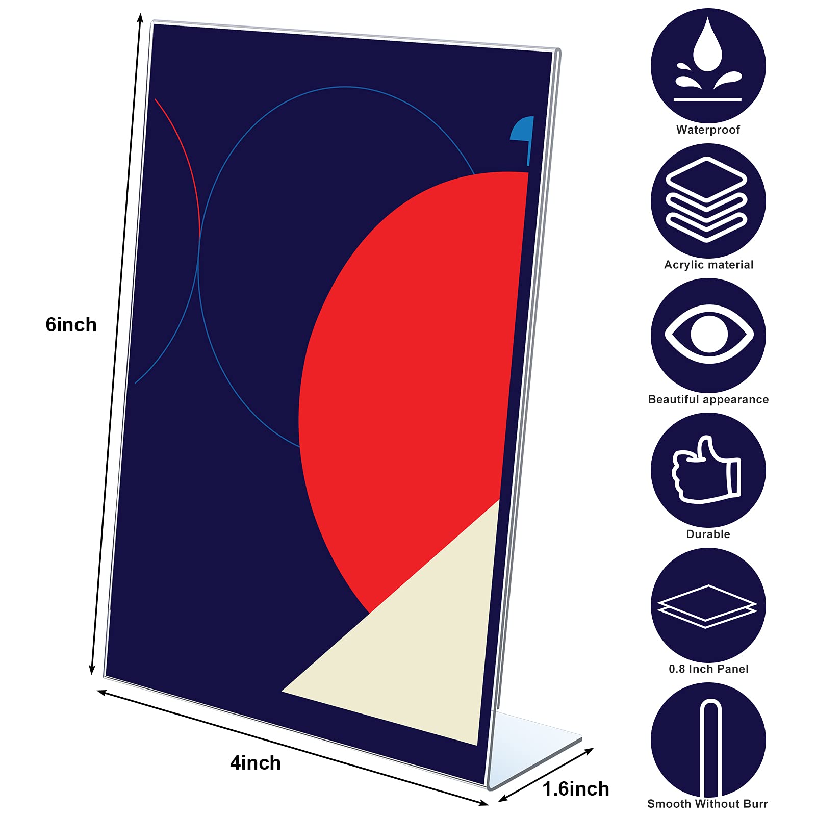 20 Pack 4x6 Inch Clear Acrylic Tabletop Sign Holders - Slanted Menu & Flyer Display Stand for Restaurants, Hotels, Stores & Office Use - Perfect for Tabletop Menus, Promotions & Information Displays