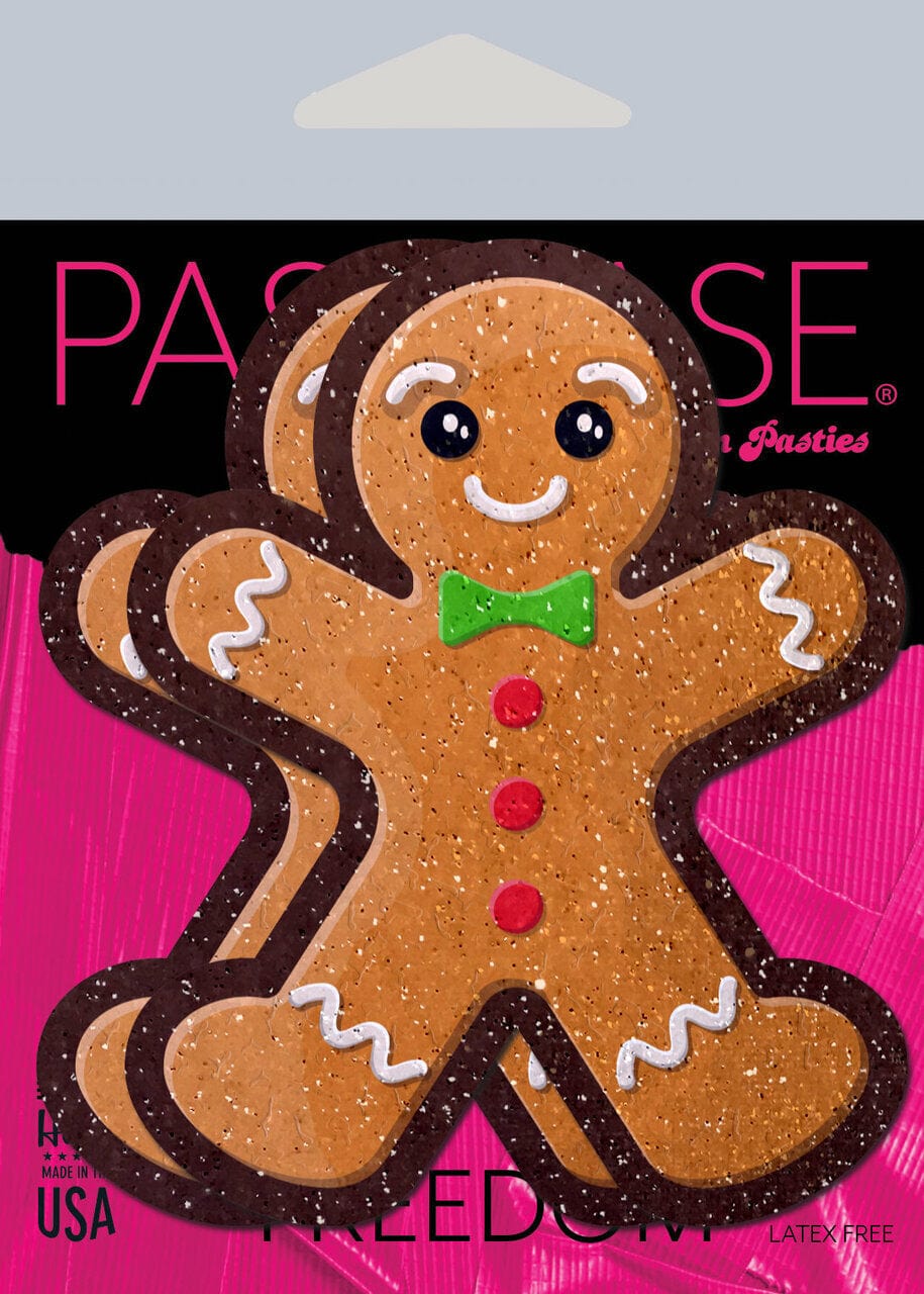 Pastease Gingerbread Man Pasties - Adhesive Nipple Covers for Women, Seamless & Reusable - Perfect for Christmas Costumes, Holiday Parties & Festive Outfits