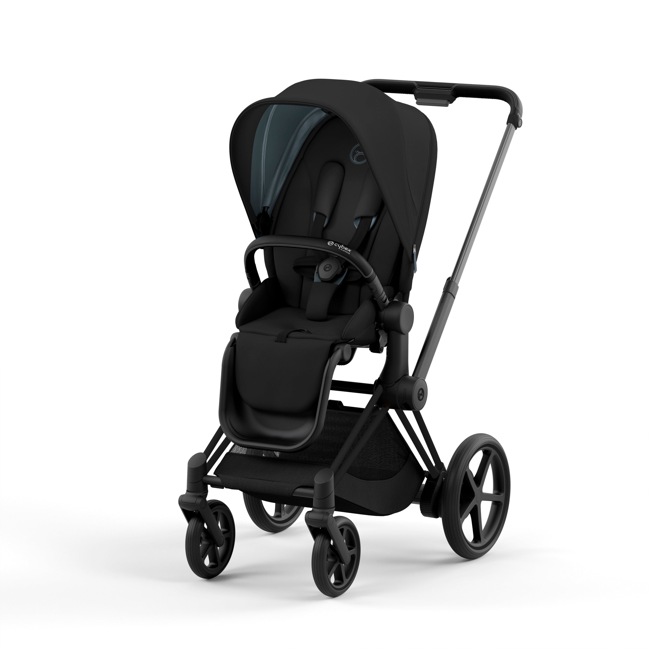 Cybex e-Priam 2 Complete Luxury Stroller - Lightweight Foldable Travel System with Adjustable Handle & Large Storage Basket | Perfect for Urban Commuting, Air Travel & Family Outings (Damaged Box)