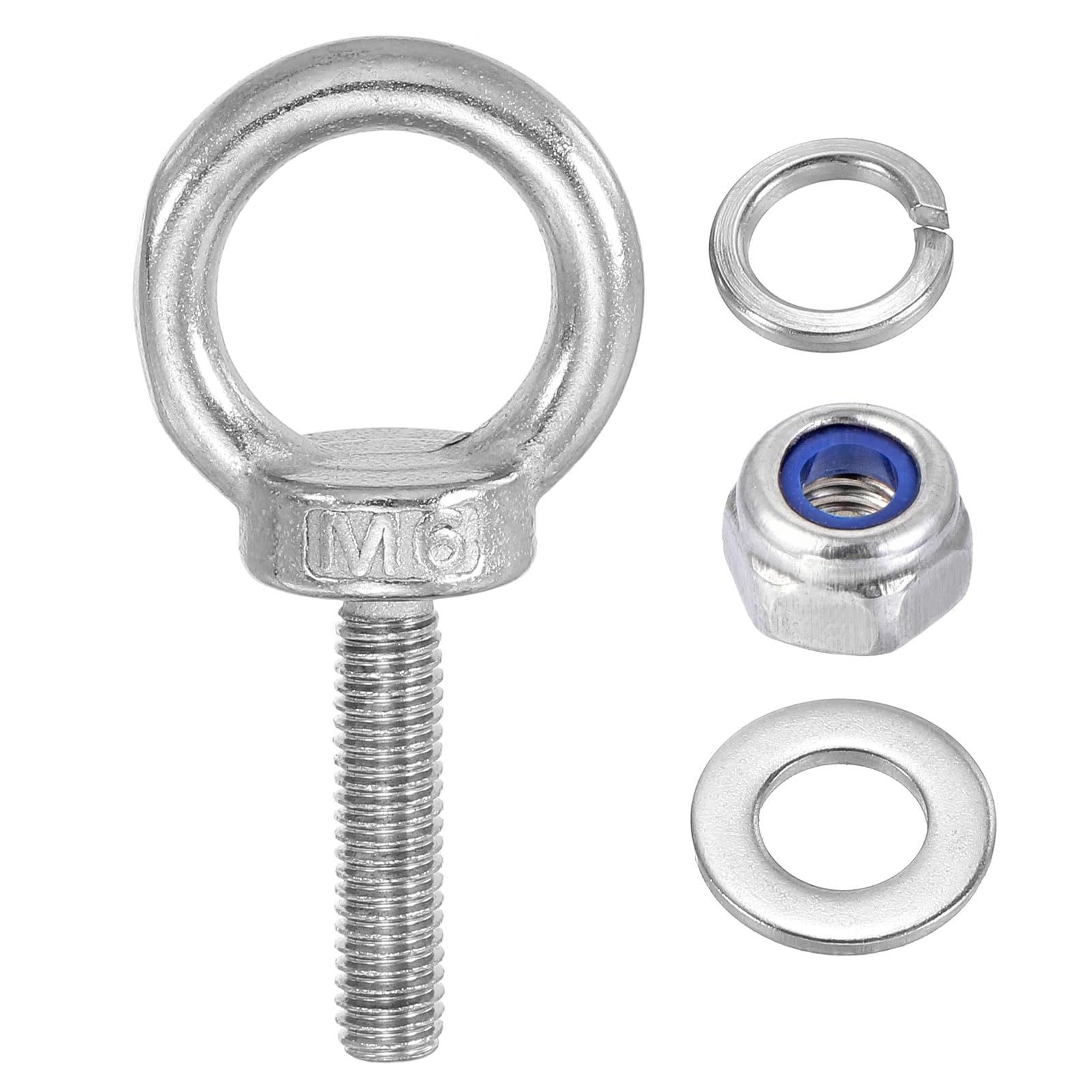 **PATIKIL M6 x 25mm Stainless Steel Eye Bolt - 304 Grade, 3Pcs with Nuts & Washers - Heavy Duty Lifting Ring for Hammocks, Hanging Decor, DIY Projects & Outdoor Use**