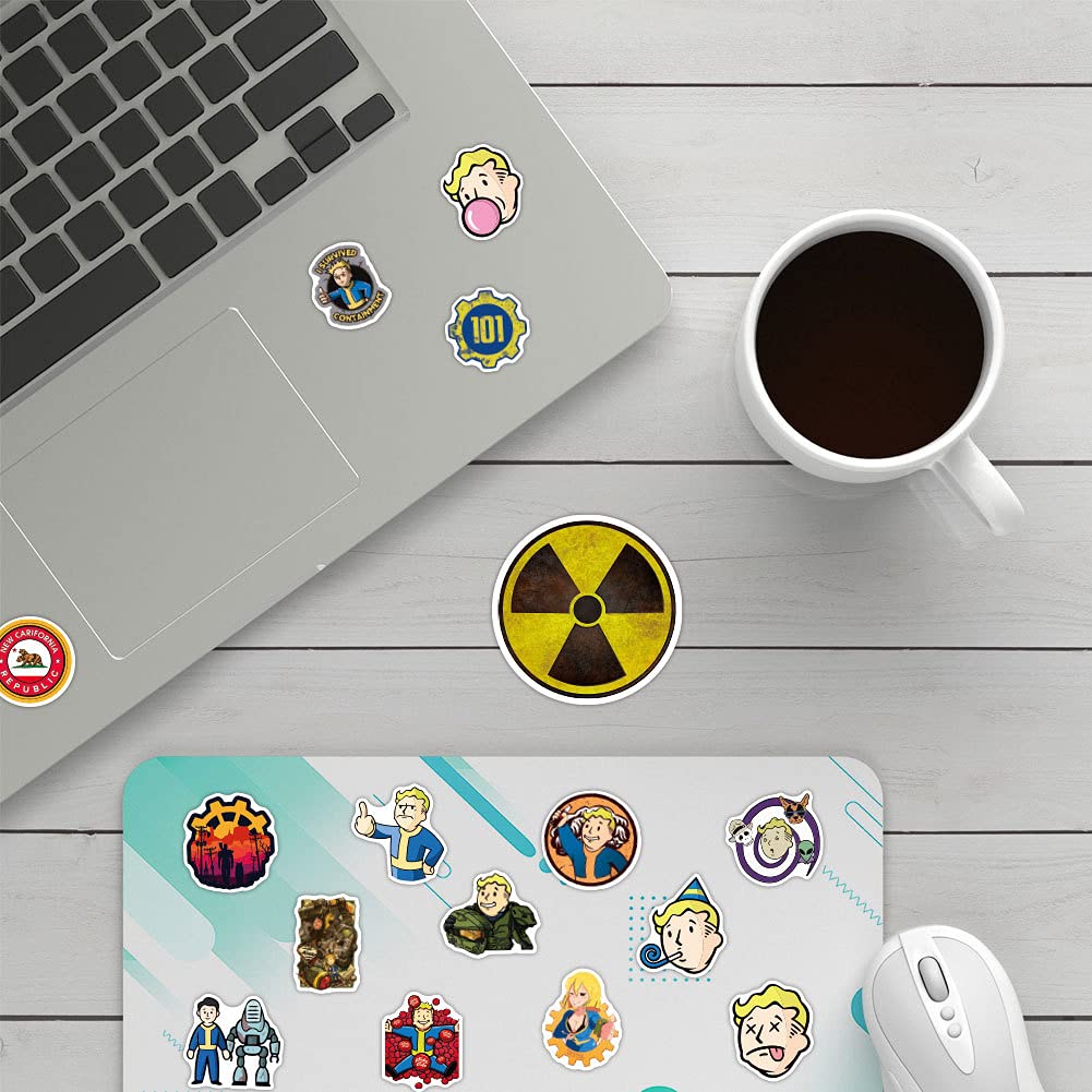 50Pcs Fallout Themed Vinyl Stickers - Waterproof Decals for Laptop, Water Bottle, Suitcase, Fridge & More | Perfect for Gaming Fans, Birthday Party Favors & Kids Room Decor