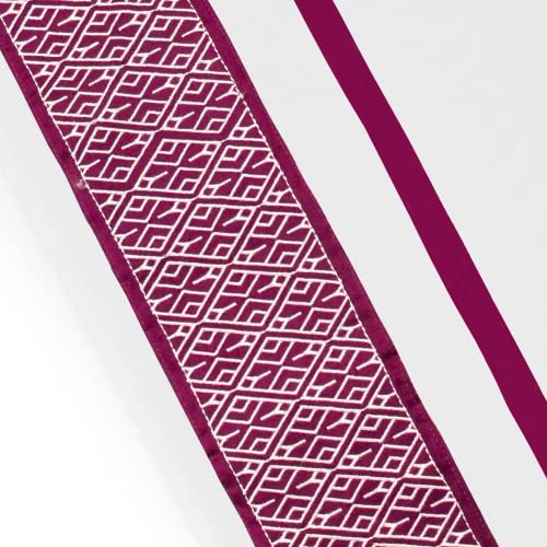 16 - Burgundy Embroidered White Sheet