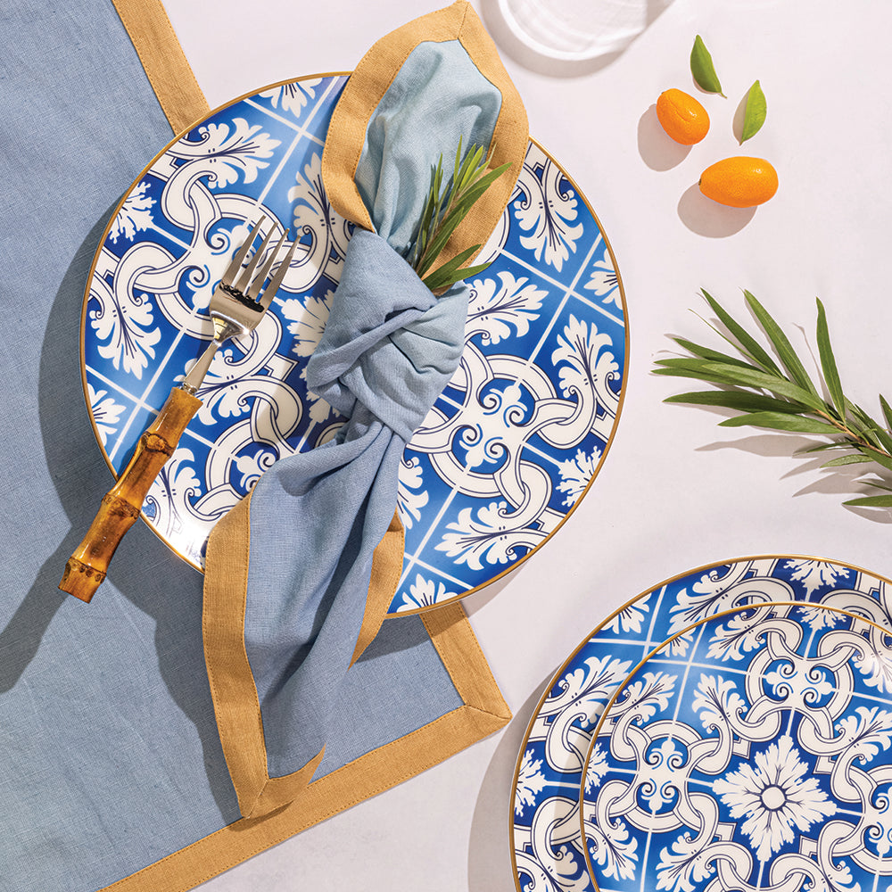 Izel Blue Dinner Plates Set of 2 - Elegant Ceramic Plates for Fine Dining, Home Decor & Special Occasions