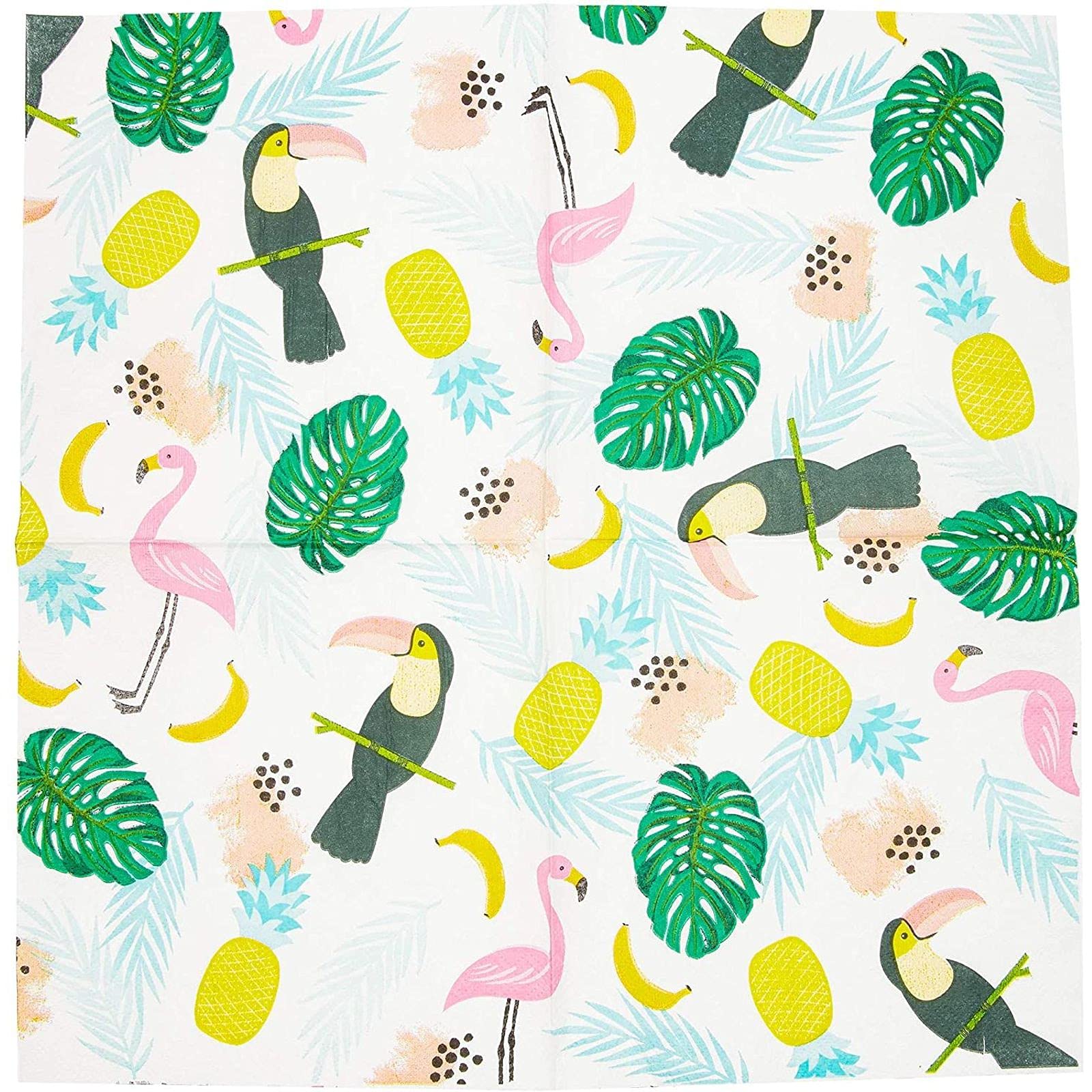 Vibrant Tropical Paper Napkins for Birthday Party - 6.5 x 6.5 Inch, 100 Count - Hawaiian Luau & Beach Themed Decorations - Perfect for Summer BBQs, Pool Parties & Tropical Celebrations