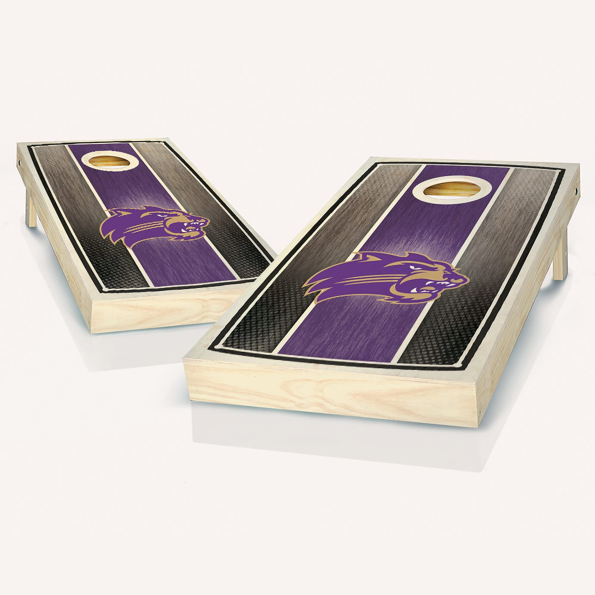 Premium Western Carolina Stained Stripe Cornhole Game Set - 2 Regulation Wooden Boards & 8 All-Weather Bean Bags for Outdoor Parties, Tailgating, and Backyard Fun