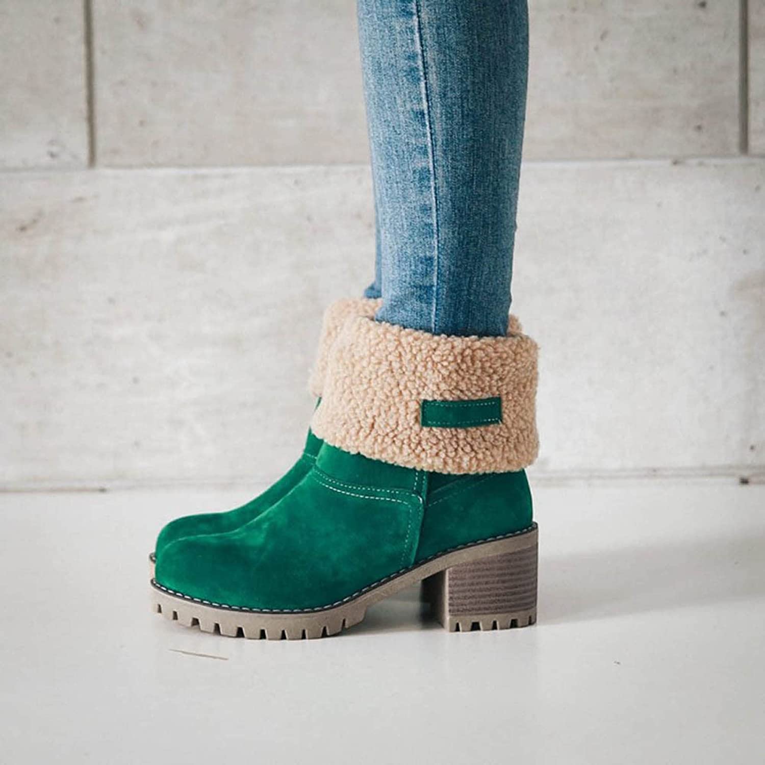 Women's Winter Snow Boots - Waterproof Ankle & Mid Calf Booties for Women | Fashionable Casual Outdoor Shoes in Red, Green, Black, Brown, Gray, Orange | Size 8.5 | Perfect for Snowy Days, Hiking & Winter Fashion
