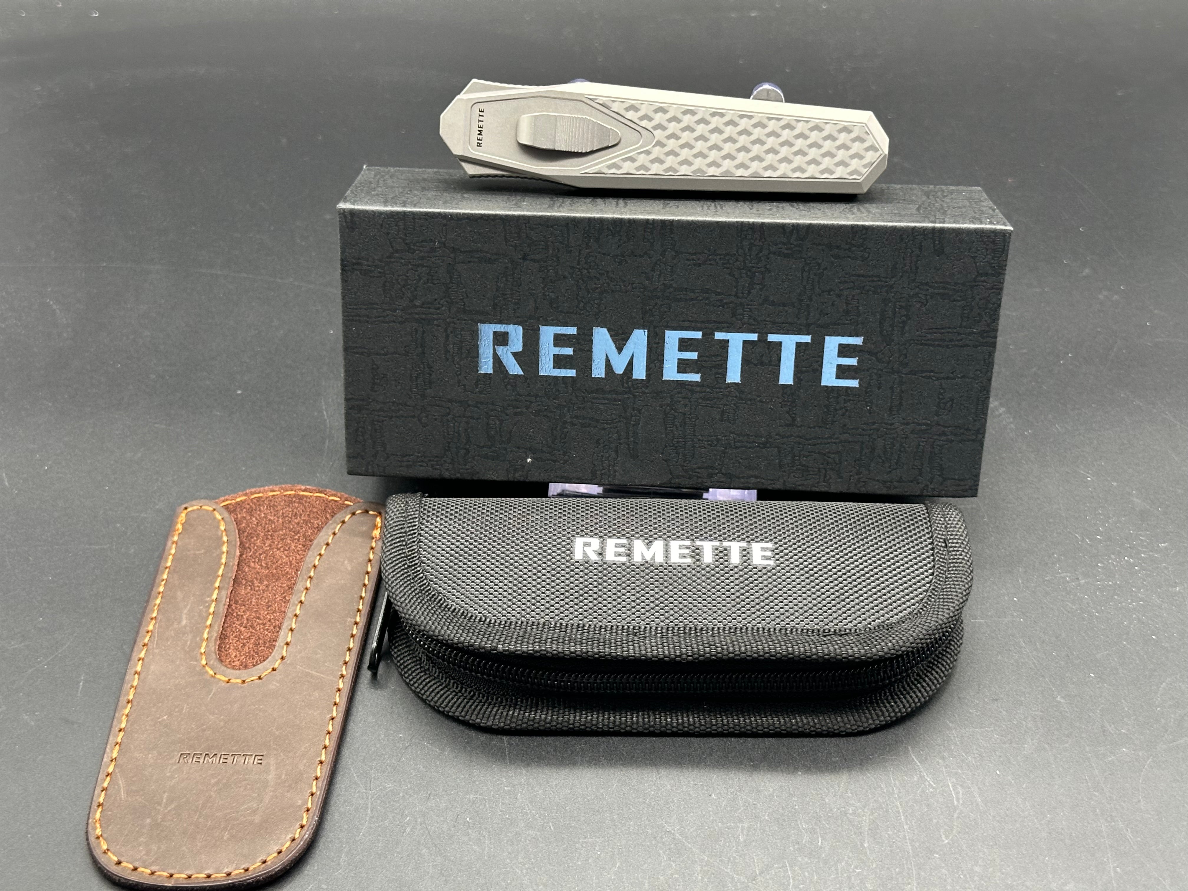 Premium RT Swordfish Knife - Grey Titanium Handle with Copper Foil Fat Carbon Inlay, Tanto Blade in M390 Steel - Perfect for EDC, Outdoor Adventures & Collectors
