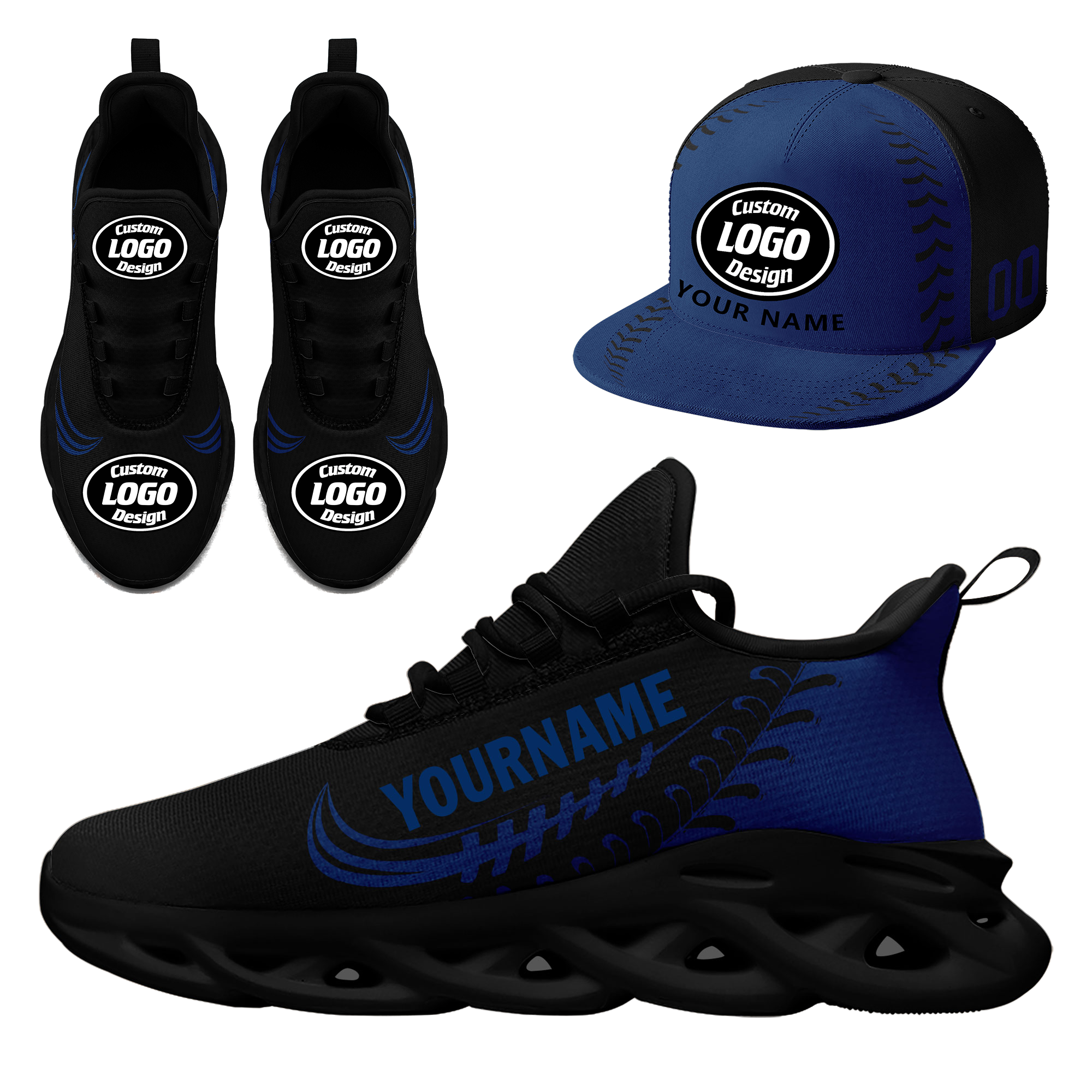 Custom MaxSoul Shoes and Hat Combo - Personalized Sneakers & Baseball Cap Set for Men & Women - Perfect for Running, Gym Workouts & Streetwear Fashion