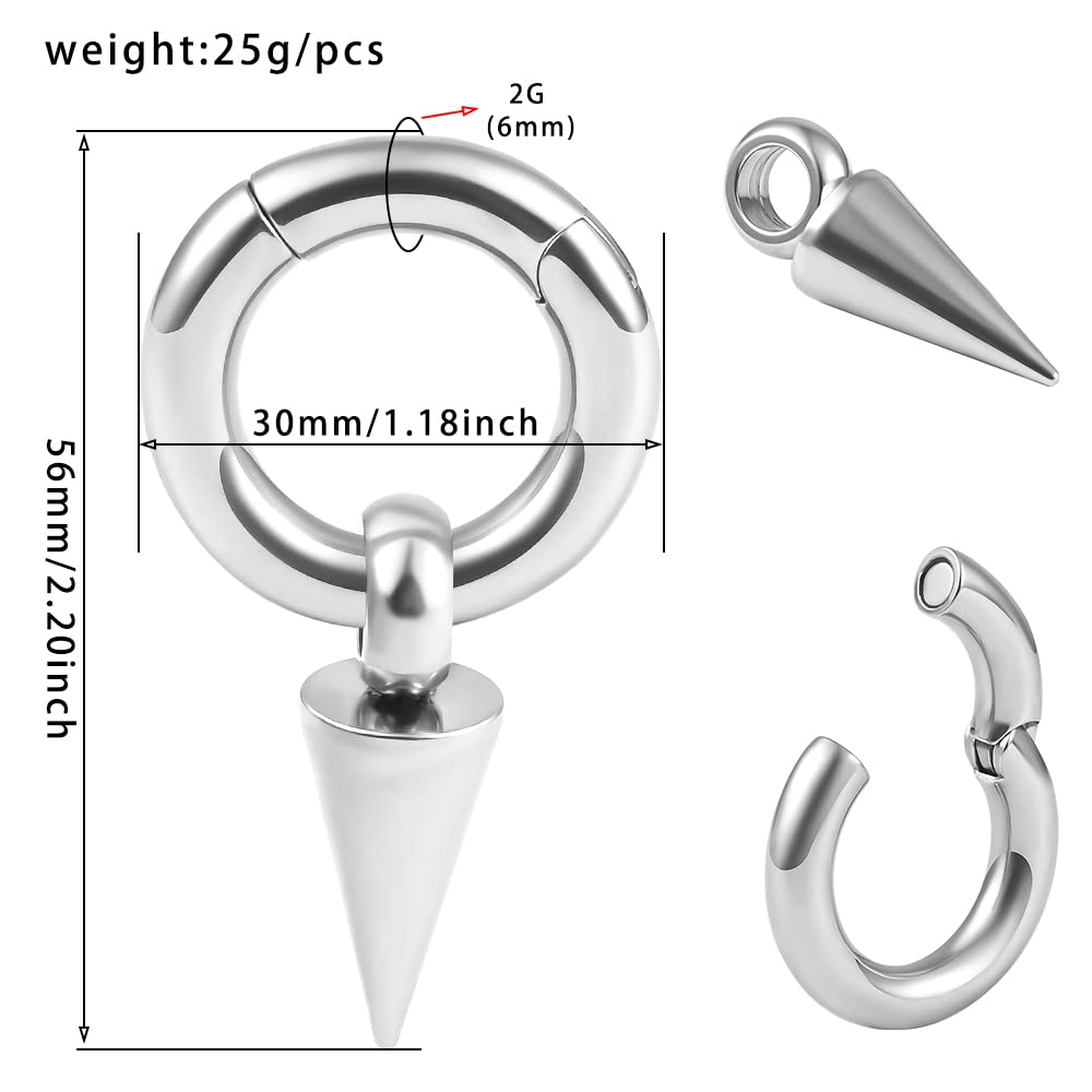 DOEARKO 2PCS 316L Stainless Steel Ear Gauges Hangers & Weights for Stretched Ears - Hypoallergenic Body Jewelry for Men & Women - Perfect for Daily Wear, Parties and Body Piercing Tunnels