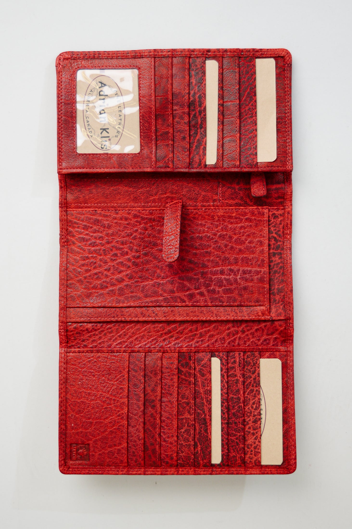 Adrian Klis 101 Genuine Leather Women's Wallet - Red - Stylish & Durable Ladies Wallet for Everyday Use, Travel & Gift Giving
