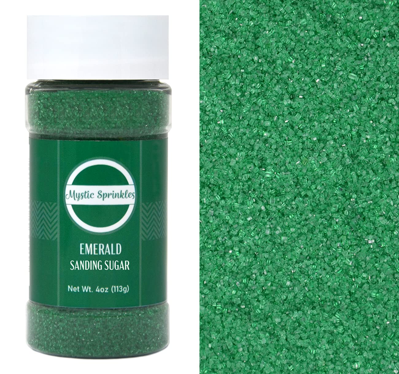 Emerald Green Sanding Sugar 4oz - Mystic Sprinkles Decorating Sugar for Cakes, Cookies & Cupcakes - Premium Edible Glitter for Baking & Dessert Decoration