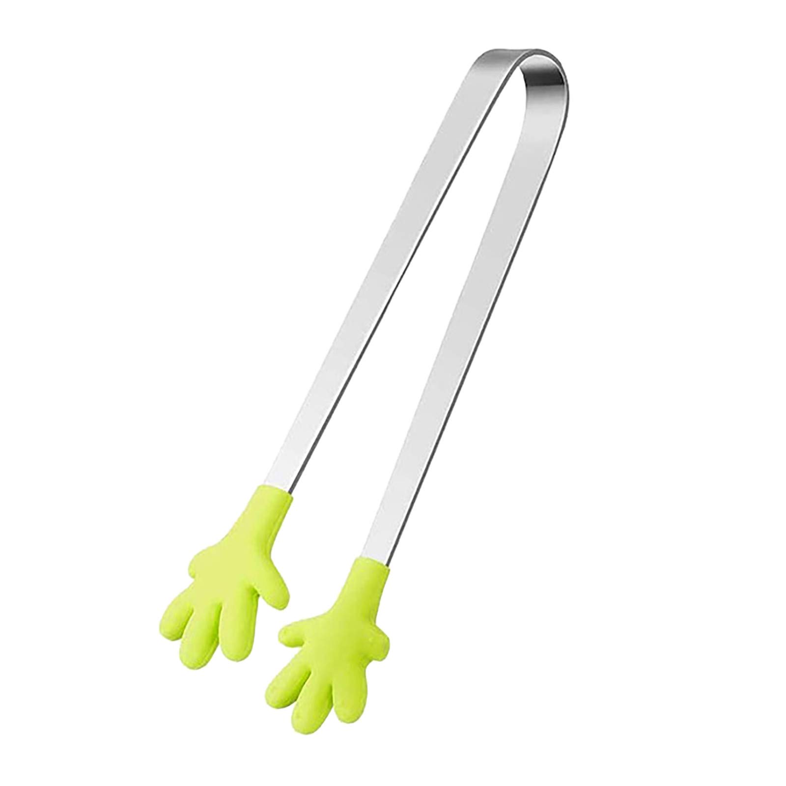 Youngnet Steel Mini Silicone Stainless Tongs with Hand-Shaped Grip - Perfect for Kitchen Sink Counter, Dining & Bar Shelf - Ideal for Cooking, Serving, and Grilling (Yellow, One Size)