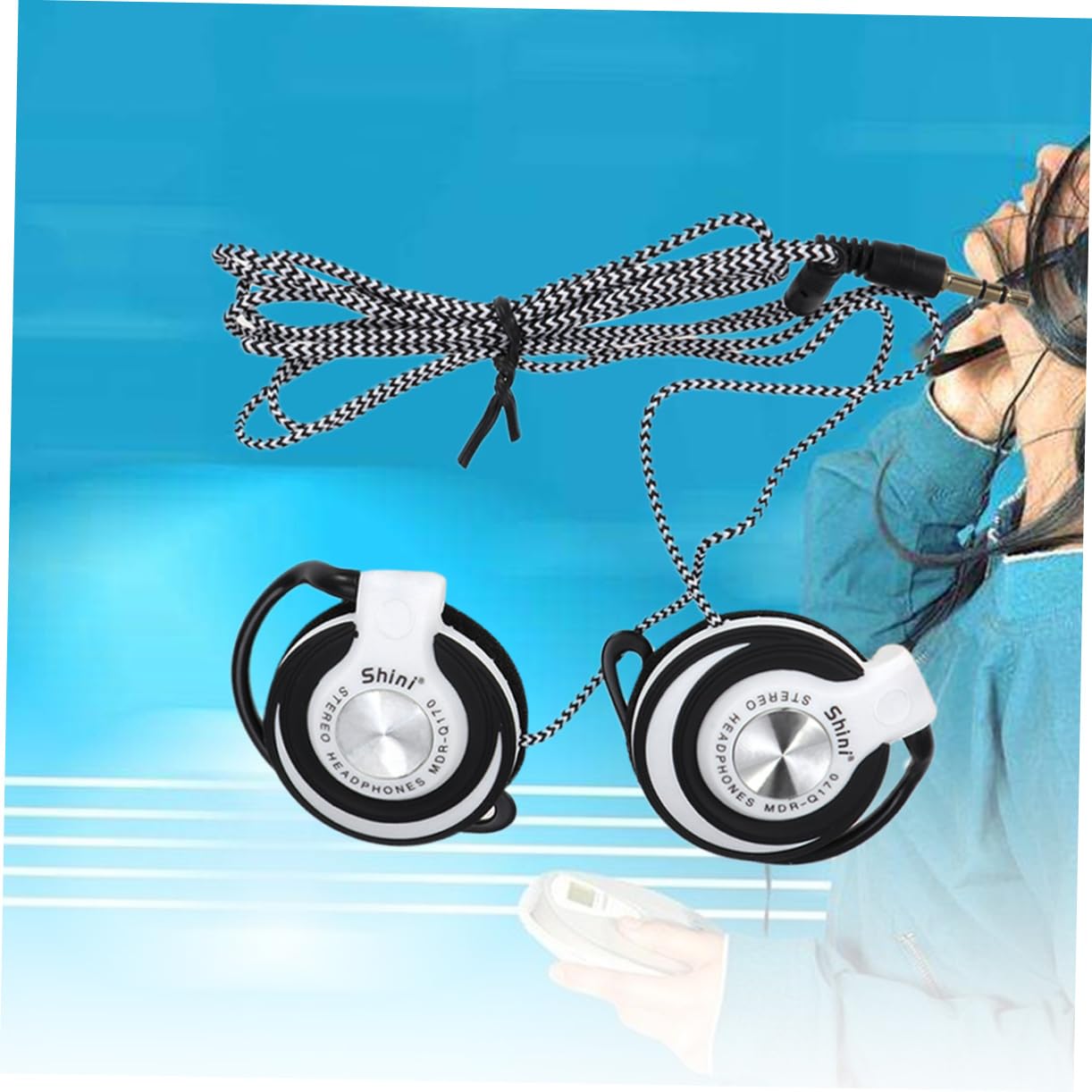 Gadpiparty Clip-On Wired Headphones - Lightweight Earhook Earbuds for Sports, PC, MP3 Players & DVD - Secure Fit for Running, Gym & Office Use