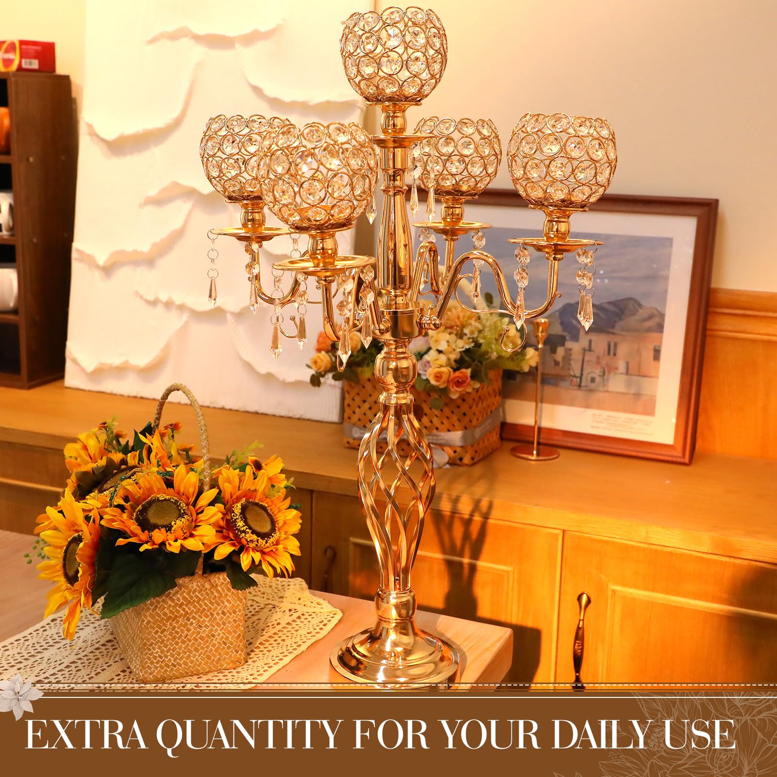 5-Arm Crystal Candelabra Centerpiece - 27