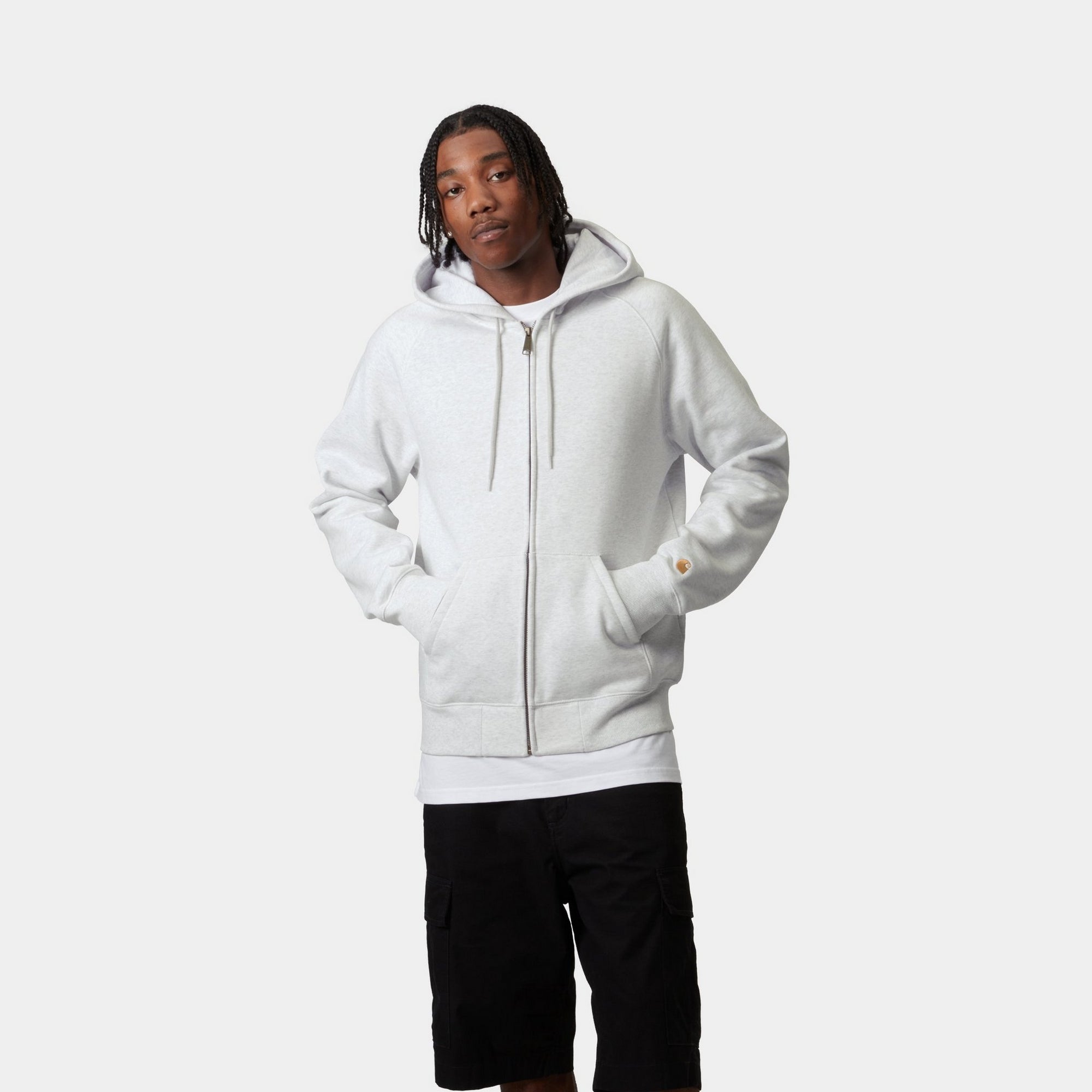 Men's Lightweight Hooded Chase Jacket - Ash Heather Color for Outdoor Running & Hiking | Water-Resistant Windbreaker for All Seasons