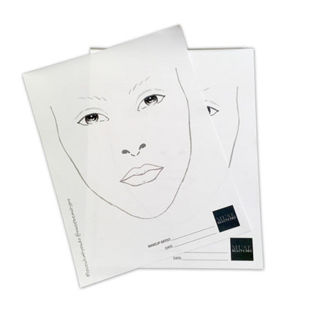 ESUM Muse Beauty Pro Face Charts - 50 Sheets for Makeup Practice, Skincare Planning & Beauty Salon Training - Perfect for Professional Artists & Beginners