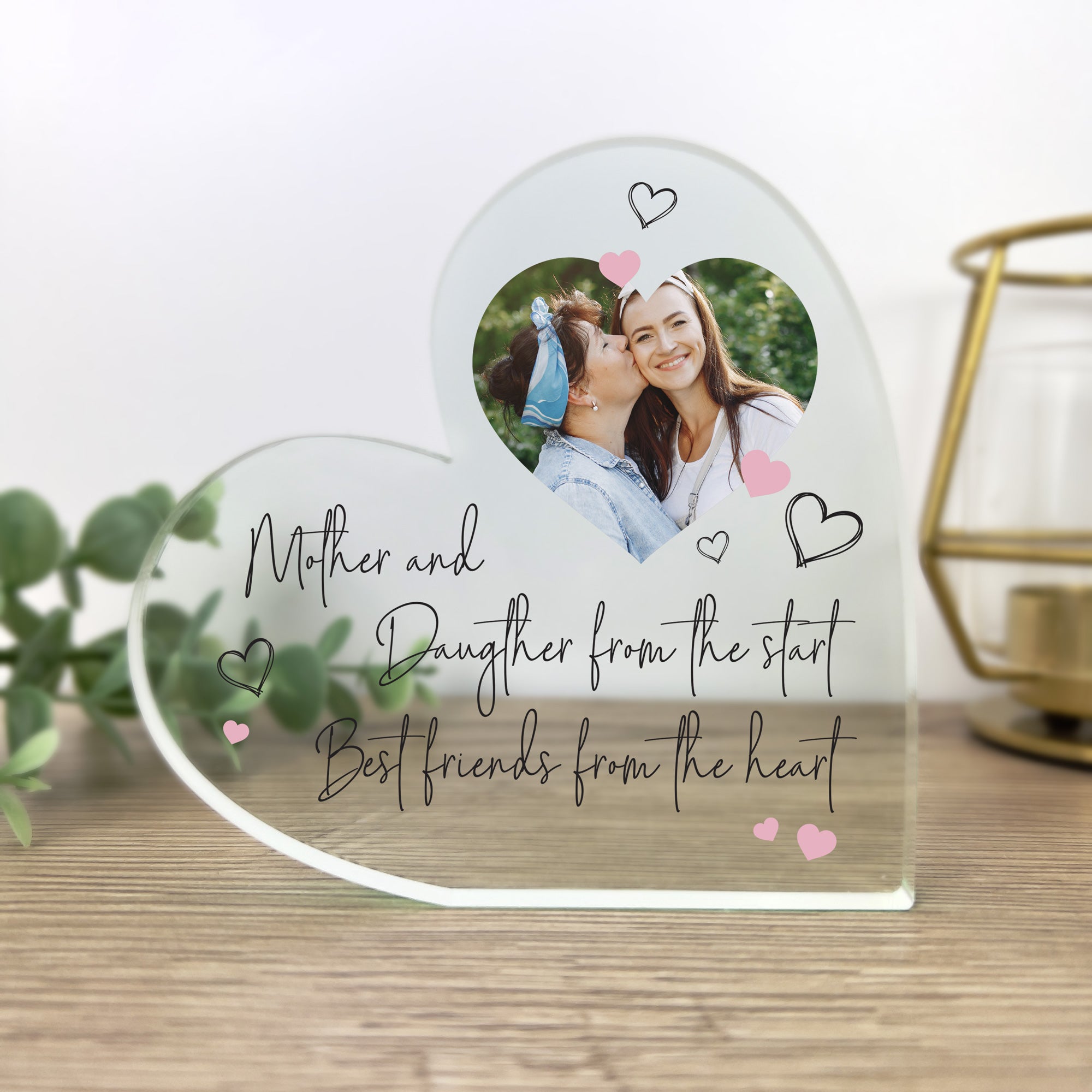 Personalized Mother Daughter Son Best Friends Photo Acrylic Heart Keepsake - Perfect for Birthday Gifts, Anniversary Presents & Home Decor