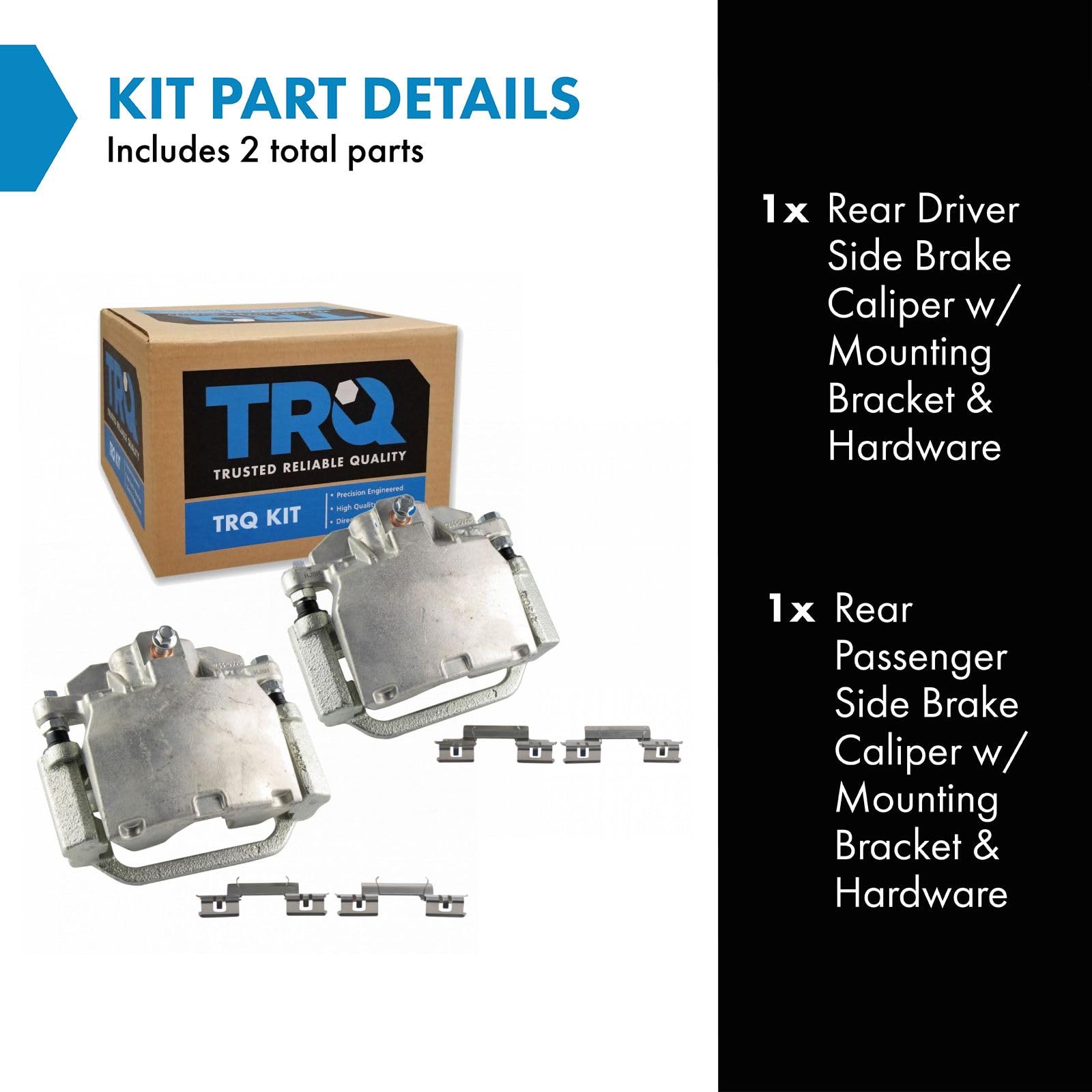 TRQ Rear Brake Caliper Set Compatible with 07-20 Cadillac Escalade, Chevrolet Silverado & GMC Sierra 1500 - Perfect for Off-Roading & Heavy-Duty Towing