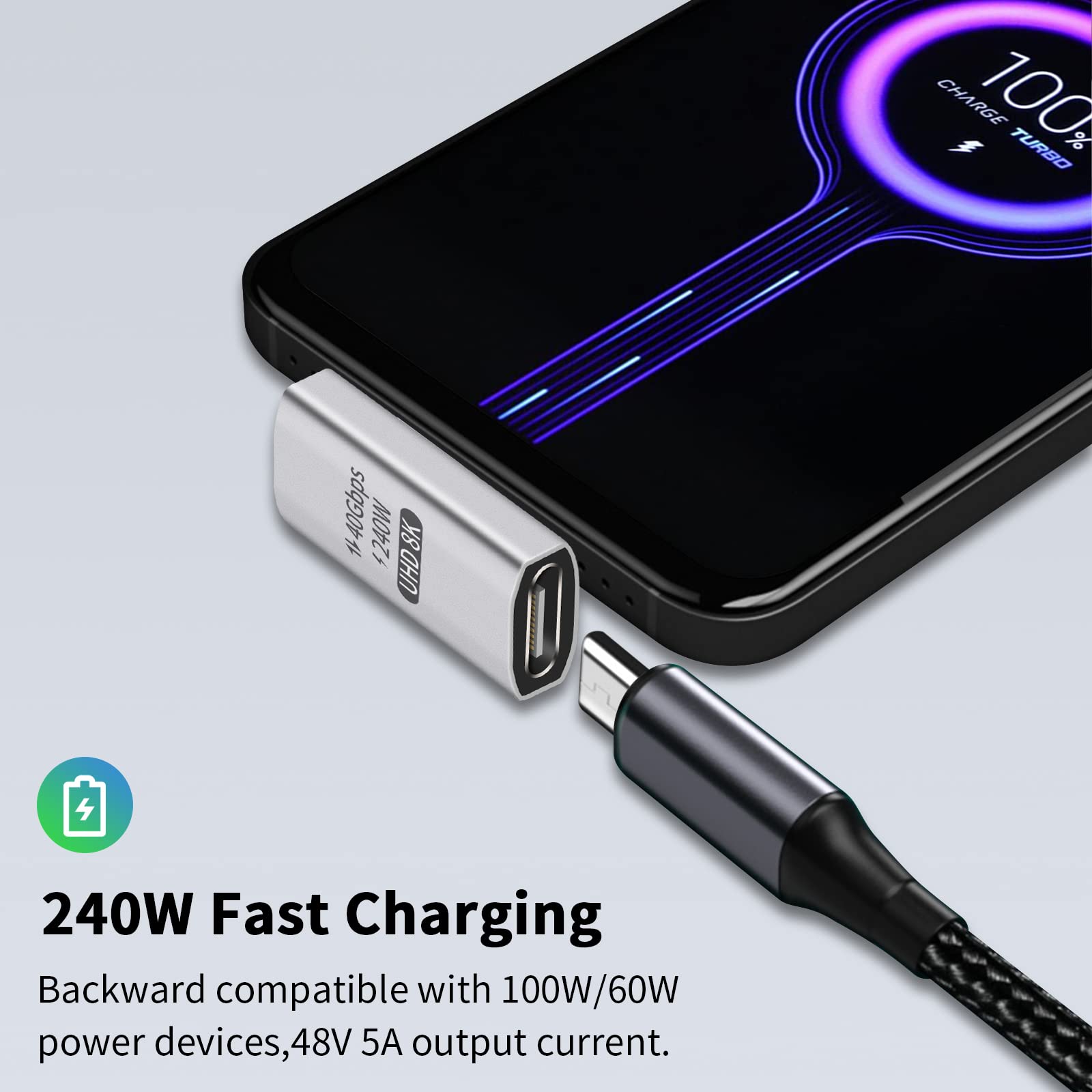 90° USB C Adapter 3Pack - 40Gbps, 240W, 8K Video for MacBook & Steam Deck