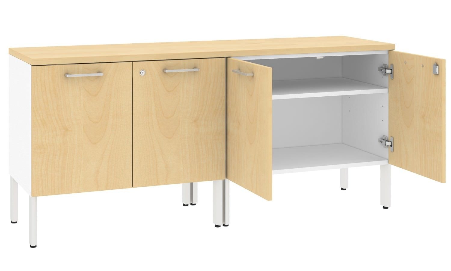 Executive Credenza - 4 Door Office Storage Cabinet with File Drawers & Locking System - Perfect for Home Office, Conference Room & Corporate Workspace Organization