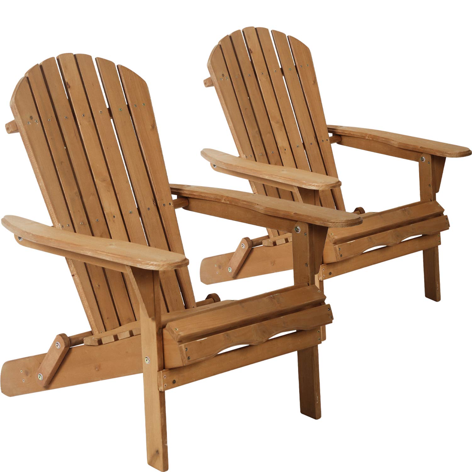 Premium Adirondack Chair - Outdoor Patio Lawn Chair with Natural Wood Finish, Folding Design for Easy Storage, Perfect for Backyard, Garden, Fire Pit & Poolside Relaxation
