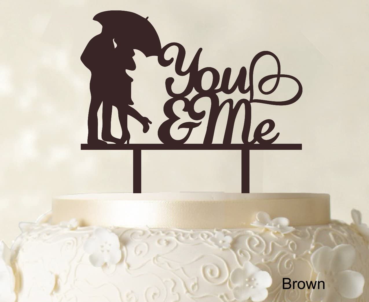 Custom Wedding Cake Topper - Personalized You & Me Silhouette Couple Cake Decor (6