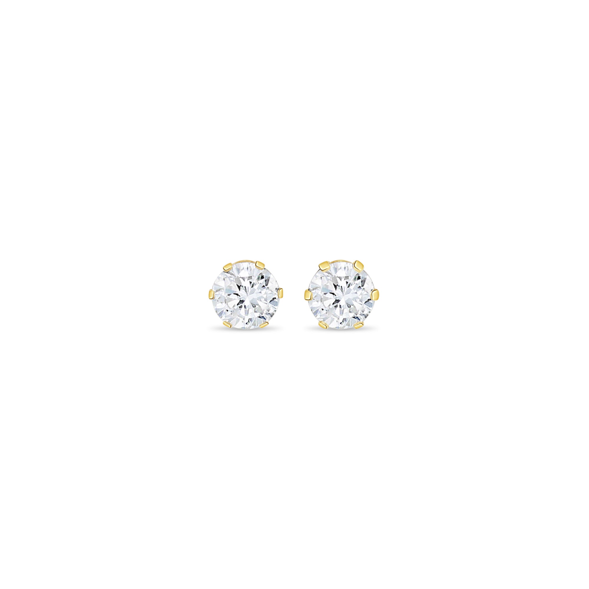 14K White or Yellow Gold Round Cubic Zirconia (CZ) Stud Earrings for Women - Perfect for Everyday Wear, Parties & Gifts