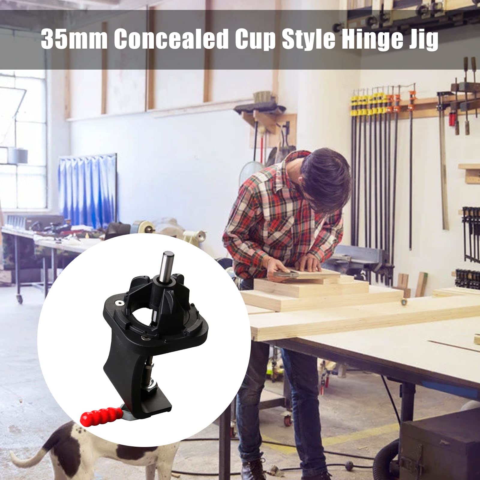 35mm Adjustable Concealed Hinge Jig with Clamp - Precision Woodworking Tool for Cabinet Door Hinges | Drilling Guide & Hole Locator | Perfect for Cabinet Installation, Furniture Making & DIY Home Projects