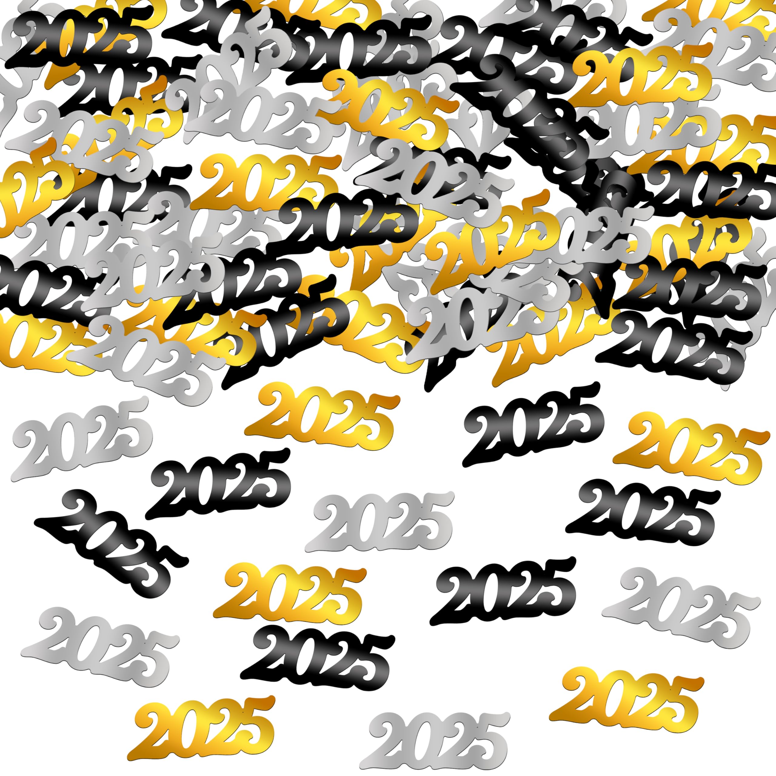 KatchOn 2025 Graduation Confetti - Silver, Black & Gold Pack of 500 | Class of 2025 Party Decorations | Perfect for Graduation Tables, Photo Backdrops & Celebration Scenes