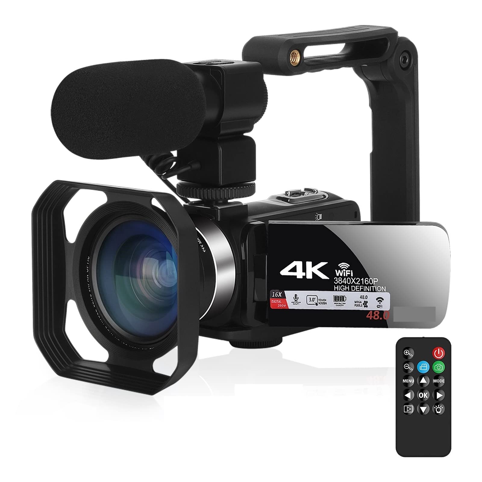 BODORME 4K Video Camera with Wide Angle Lens, 48MP Vlogging Camera with Microphone, Time Lapse, 18X Zoom - Perfect for YouTube, Live Streaming, Travel Vlogging & Blogging (Includes 128GB SD Card)