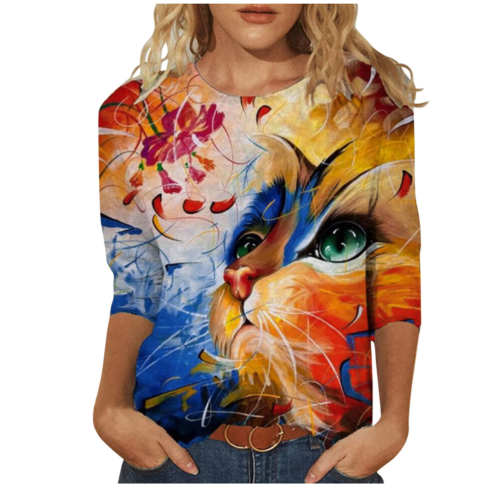 Women's Floral Print Casual Tunic Top - Summer & Fall Crewneck Blouse for Work, Workout & Everyday Wear | Comfortable & Stylish T-Shirt